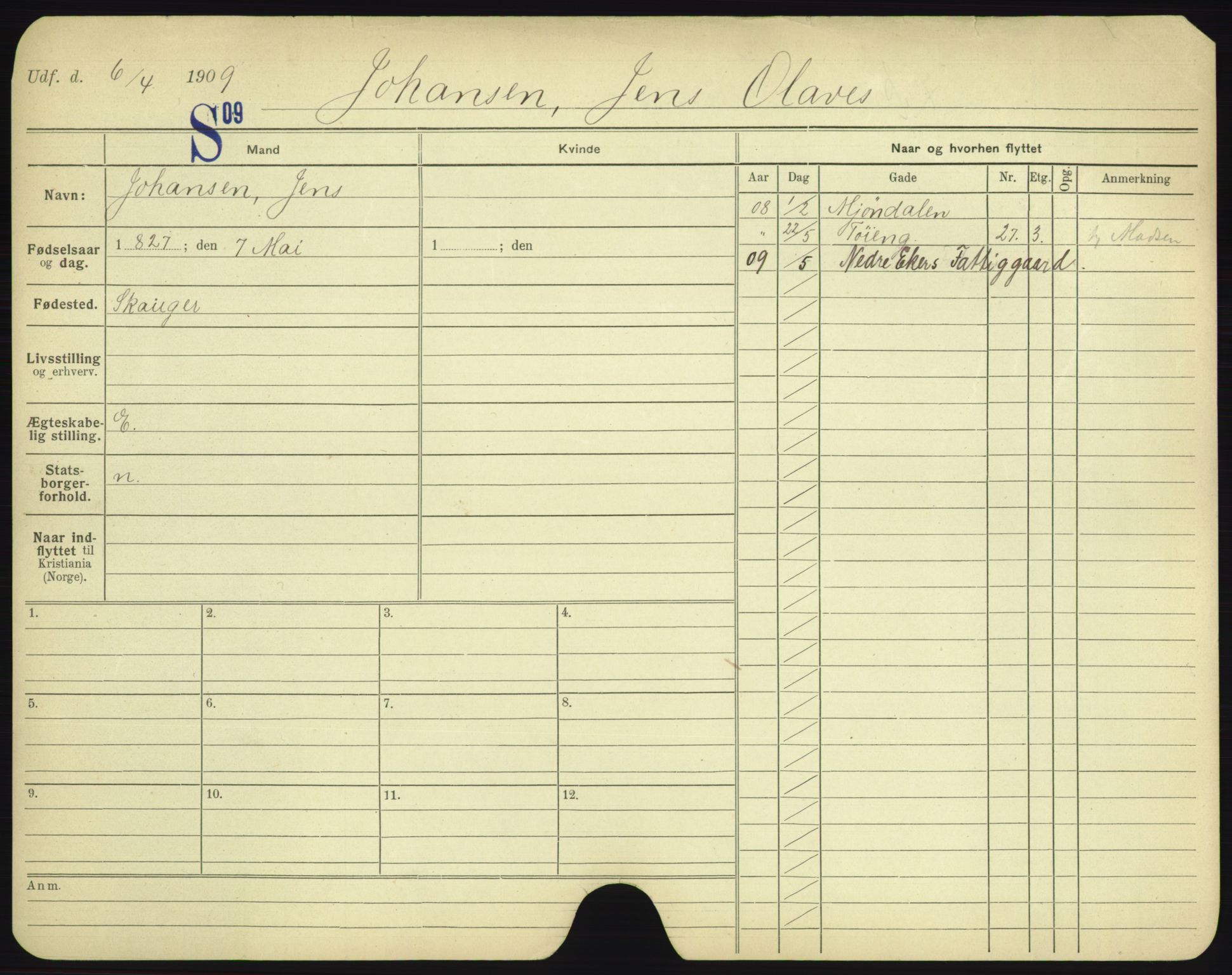 Oslo folkeregister, Registerkort, AV/SAO-A-11715/F/Fa/Fac/L0005: Menn, 1906-1914, s. 555a