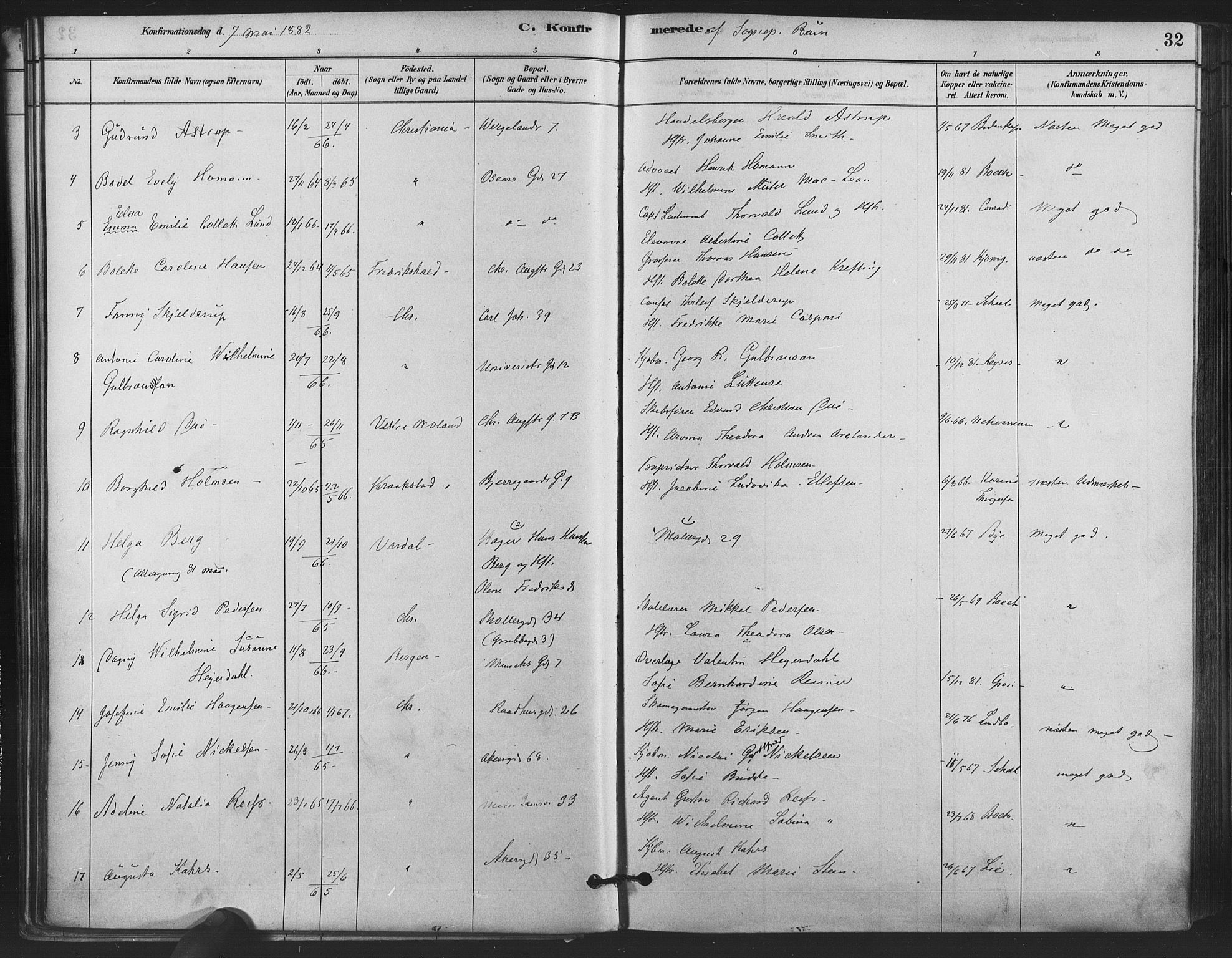 Trefoldighet prestekontor Kirkebøker, AV/SAO-A-10882/F/Fb/L0003: Ministerialbok nr. II 3, 1881-1895, s. 32