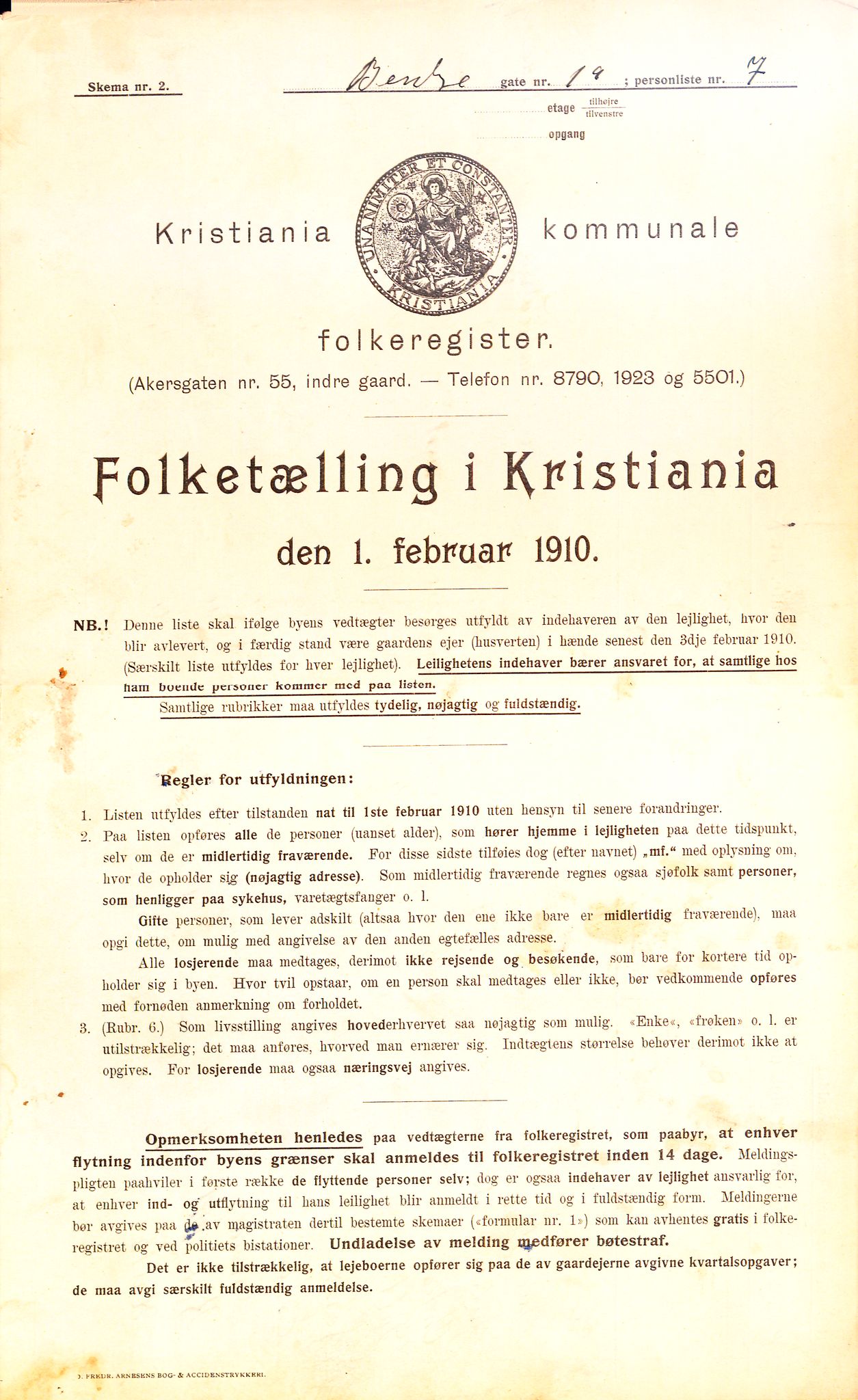 OBA, Kommunal folketelling 1.2.1910 for Kristiania, 1910, s. 3352