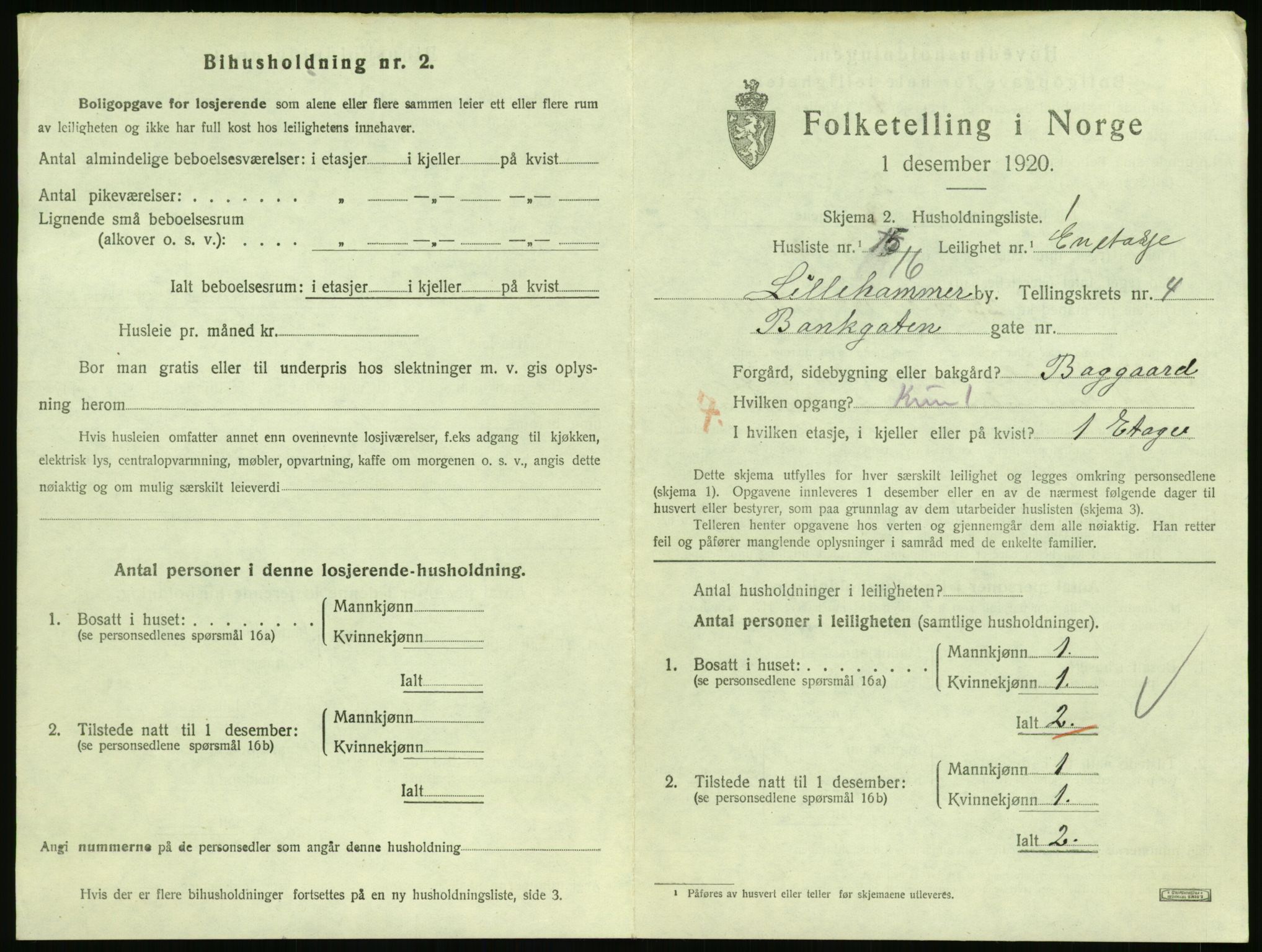 SAH, Folketelling 1920 for 0501 Lillehammer kjøpstad, 1920, s. 2004
