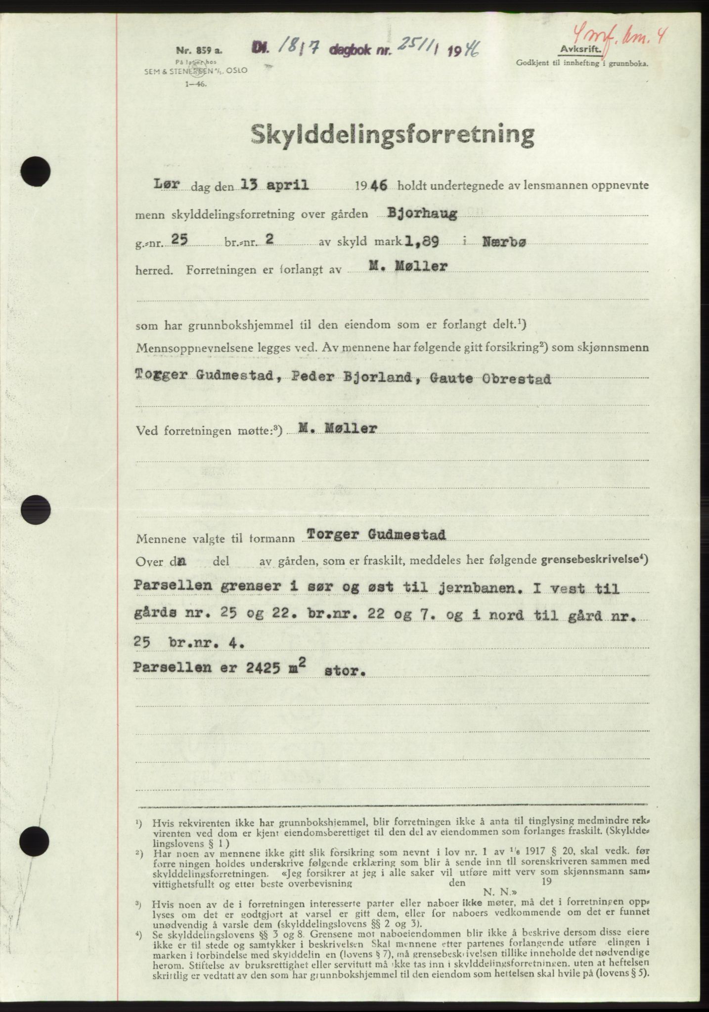 Jæren sorenskriveri, SAST/A-100310/03/G/Gba/L0090: Pantebok, 1946-1946, Dagboknr: 2511/1946
