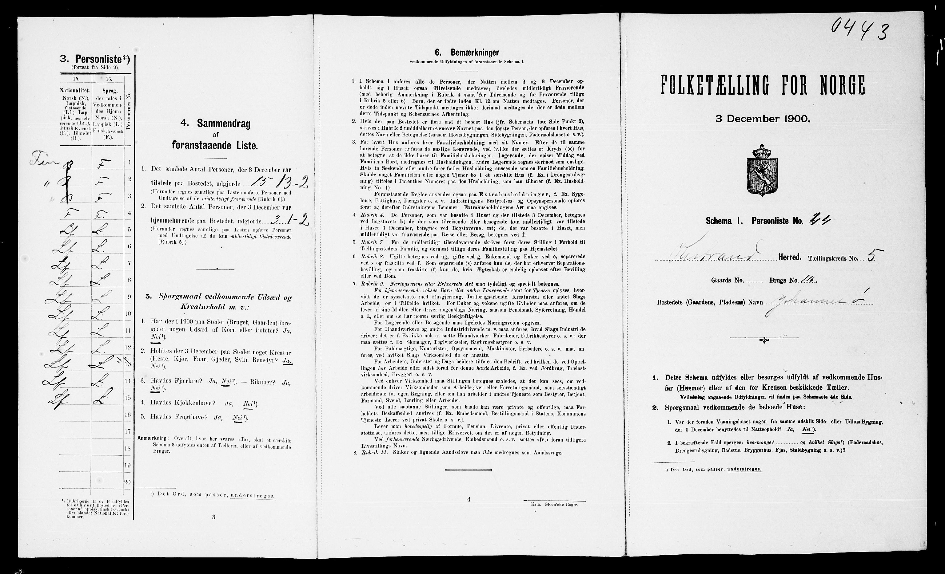 SATØ, Folketelling 1900 for 2020 Kistrand herred, 1900, s. 458