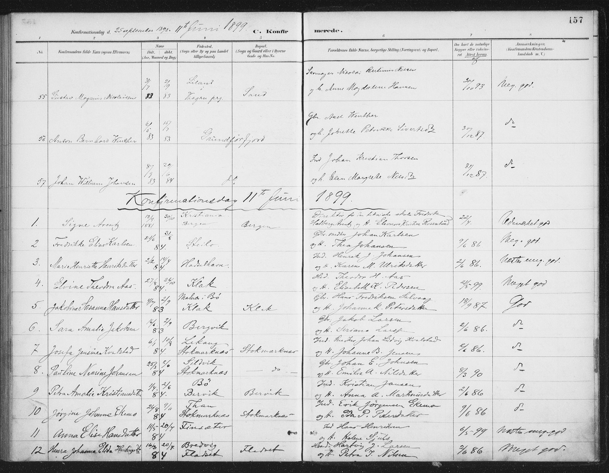 Ministerialprotokoller, klokkerbøker og fødselsregistre - Nordland, AV/SAT-A-1459/888/L1245: Ministerialbok nr. 888A11, 1888-1900, s. 157