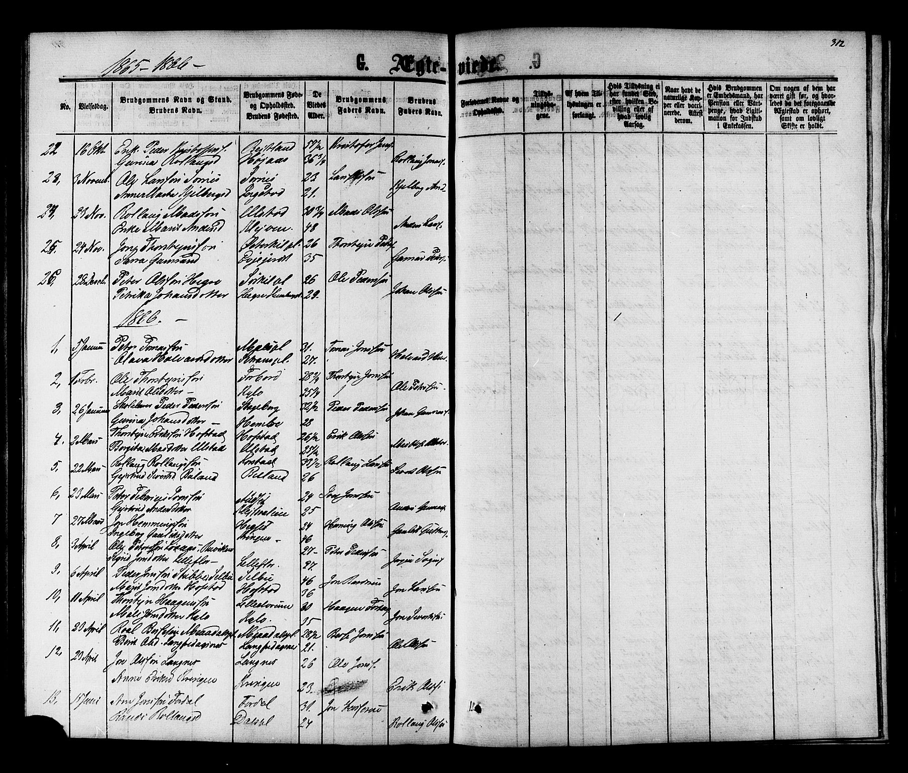 Ministerialprotokoller, klokkerbøker og fødselsregistre - Nord-Trøndelag, SAT/A-1458/703/L0038: Klokkerbok nr. 703C01, 1864-1870, s. 312