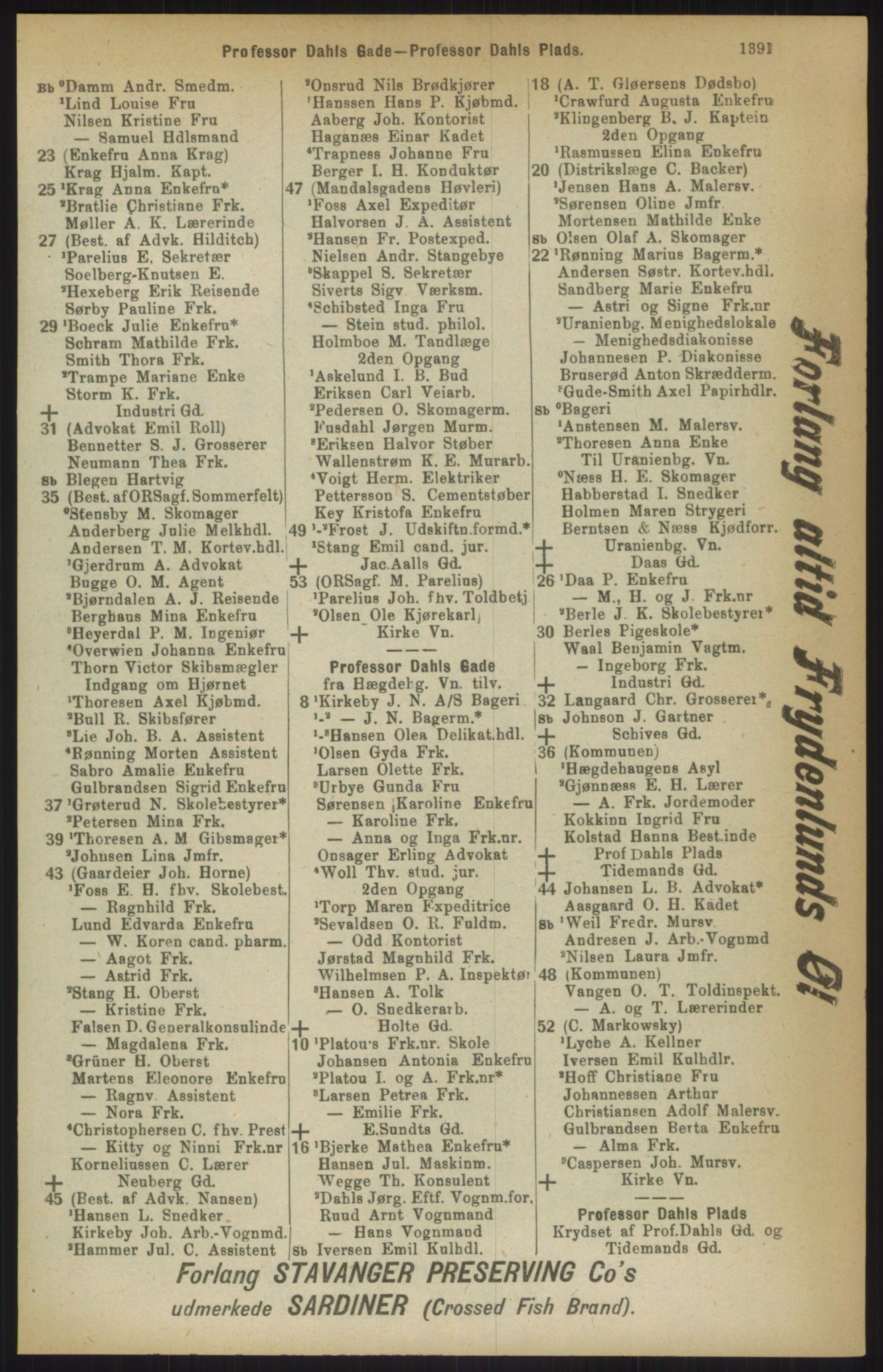 Kristiania/Oslo adressebok, PUBL/-, 1911, s. 1391