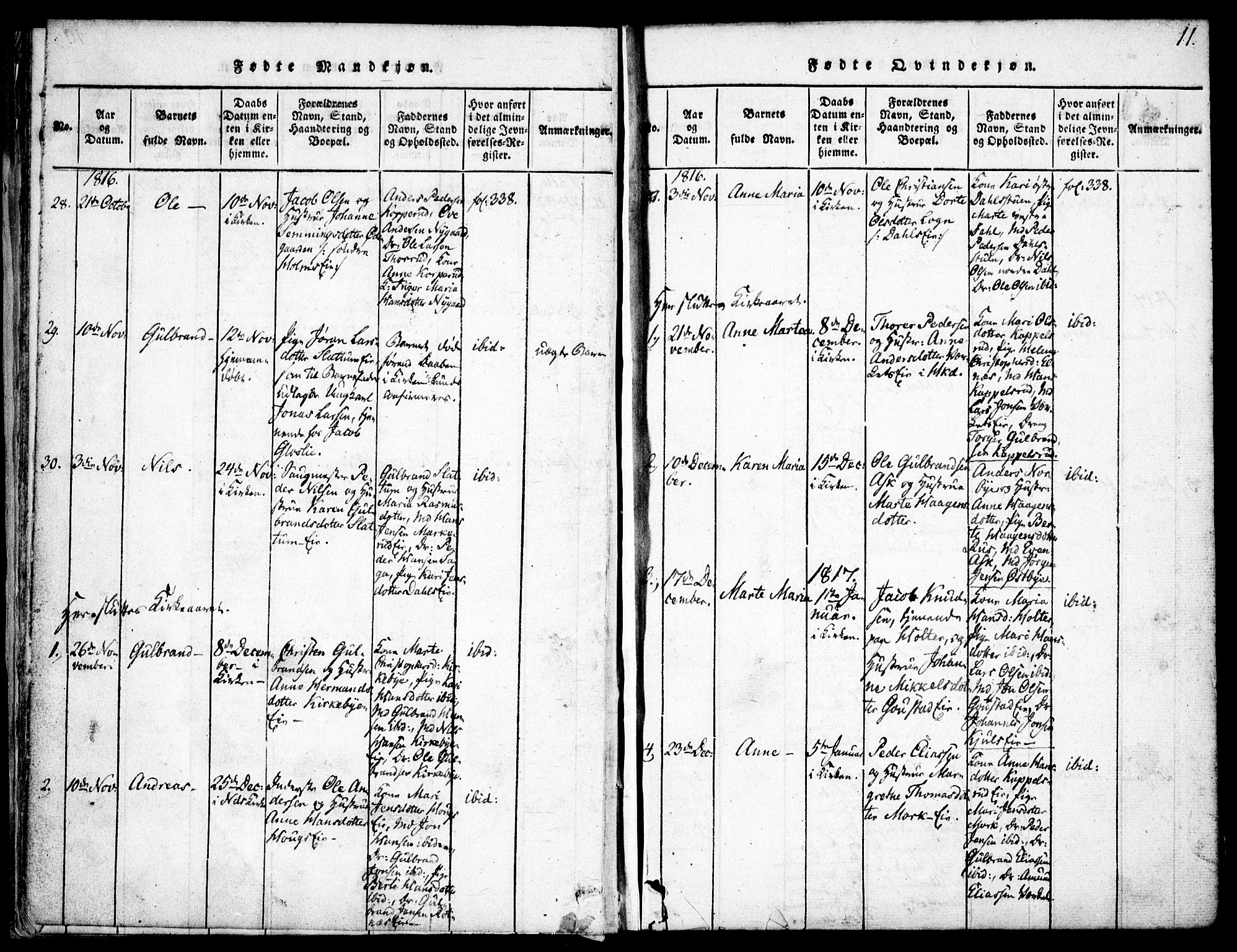 Nittedal prestekontor Kirkebøker, AV/SAO-A-10365a/F/Fa/L0003: Ministerialbok nr. I 3, 1814-1836, s. 11