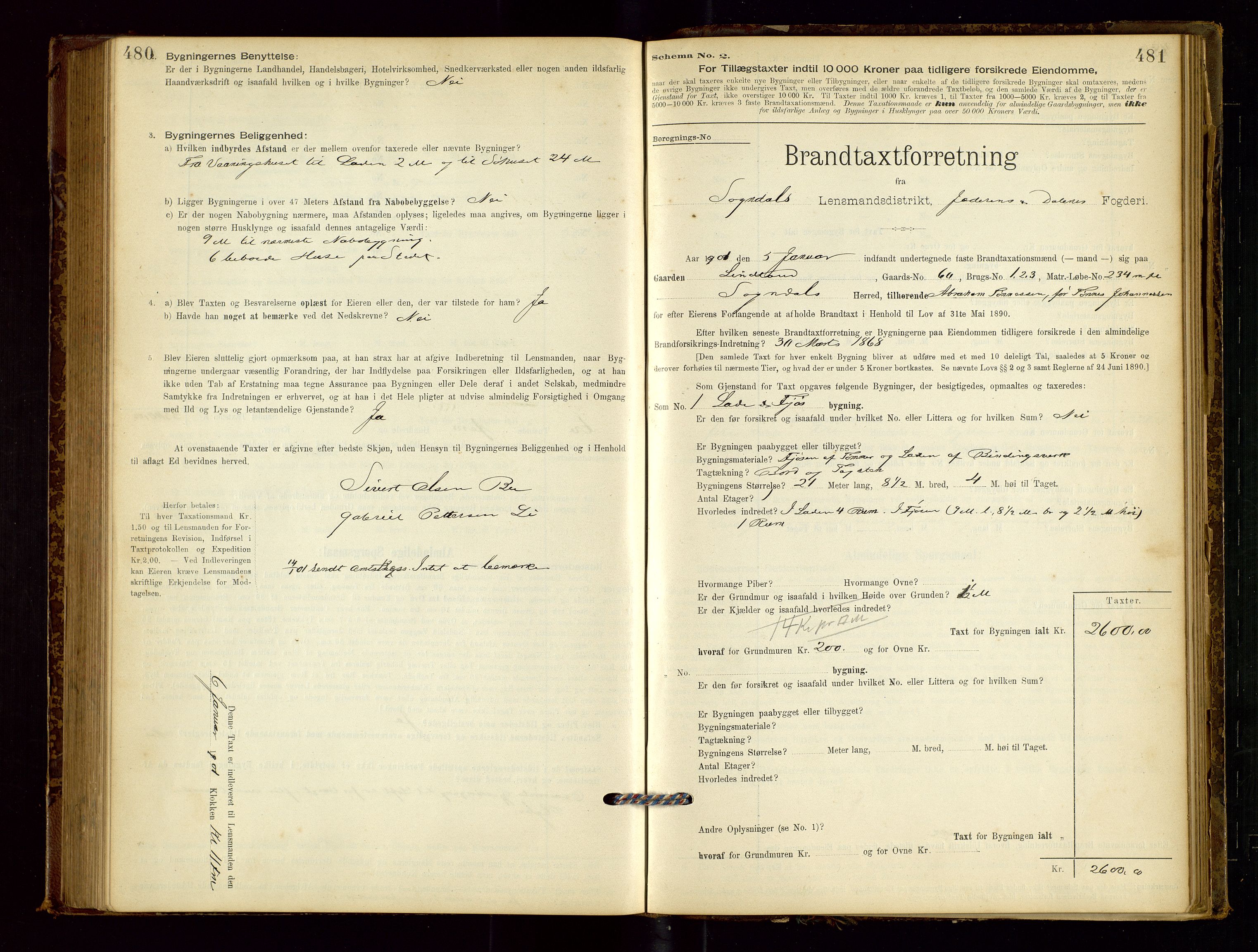 Sokndal lensmannskontor, AV/SAST-A-100417/Gob/L0001: "Brandtaxt-Protokol", 1895-1902, s. 480-481