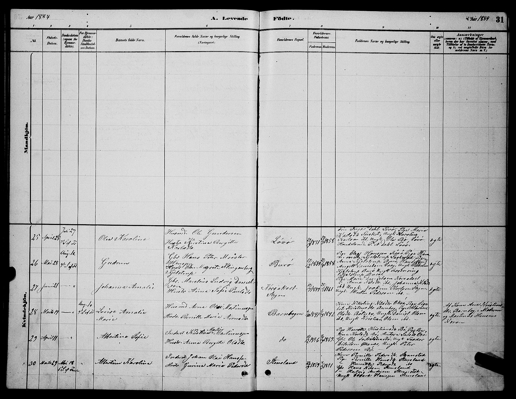 Ministerialprotokoller, klokkerbøker og fødselsregistre - Nordland, AV/SAT-A-1459/855/L0816: Klokkerbok nr. 855C05, 1879-1894, s. 31