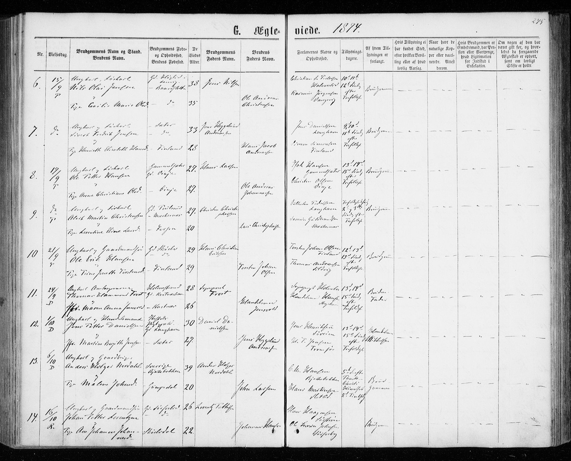 Tranøy sokneprestkontor, AV/SATØ-S-1313/I/Ia/Iaa/L0008kirke: Ministerialbok nr. 8, 1867-1877, s. 245