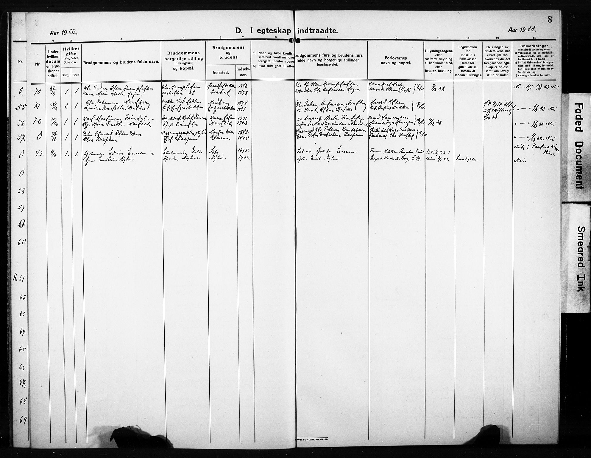 Elverum prestekontor, AV/SAH-PREST-044/H/Ha/Hab/L0014: Klokkerbok nr. 14, 1922-1933, s. 8