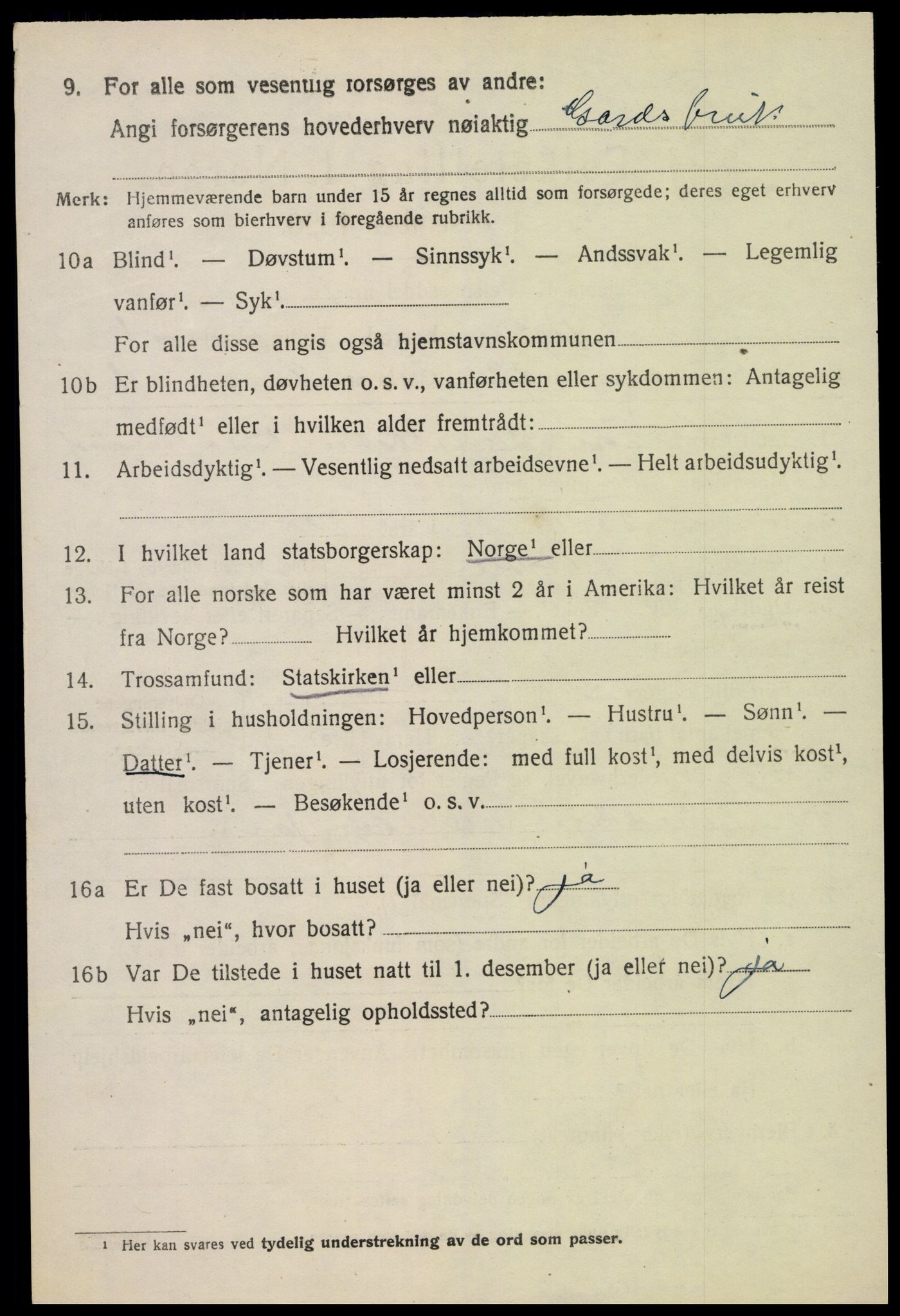 SAK, Folketelling 1920 for 0941 Bykle herred, 1920, s. 580
