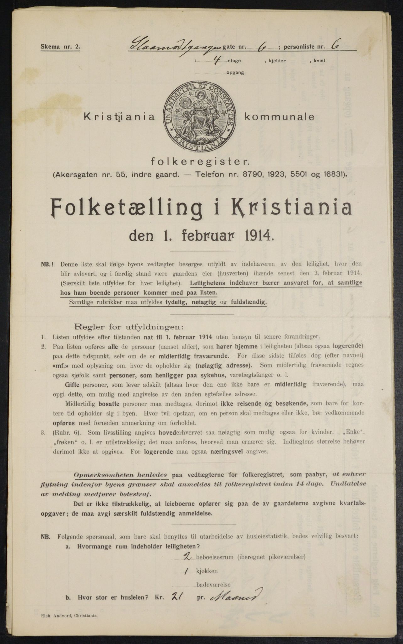 OBA, Kommunal folketelling 1.2.1914 for Kristiania, 1914, s. 96793