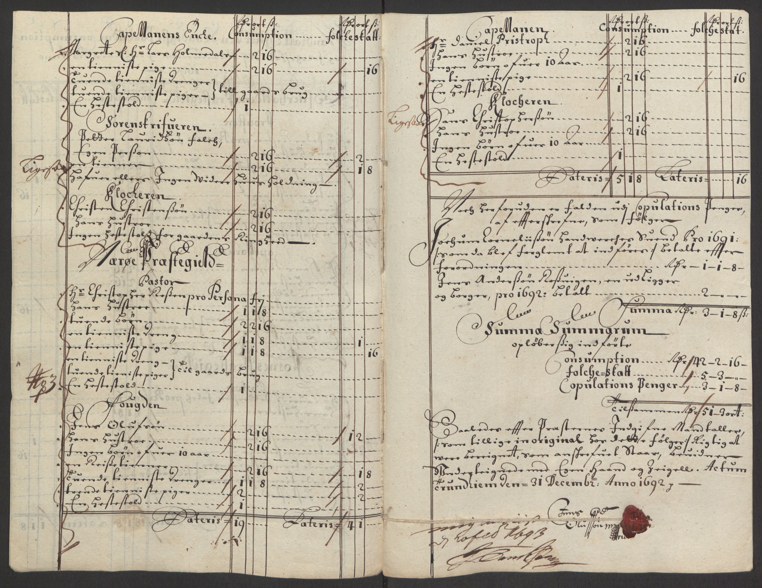 Rentekammeret inntil 1814, Reviderte regnskaper, Fogderegnskap, RA/EA-4092/R64/L4424: Fogderegnskap Namdal, 1692-1695, s. 54