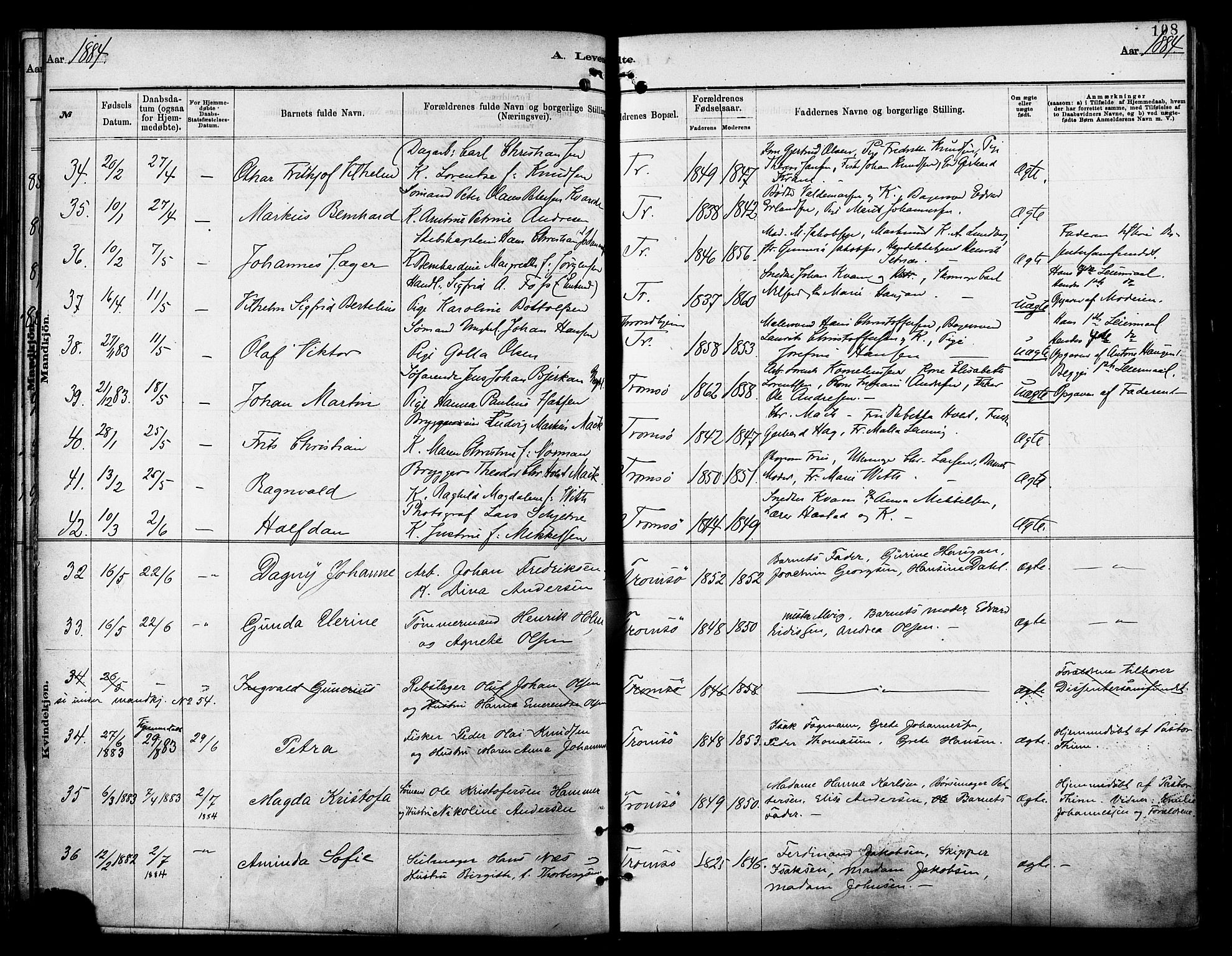 Tromsø sokneprestkontor/stiftsprosti/domprosti, AV/SATØ-S-1343/G/Ga/L0014kirke: Ministerialbok nr. 14, 1878-1888, s. 108