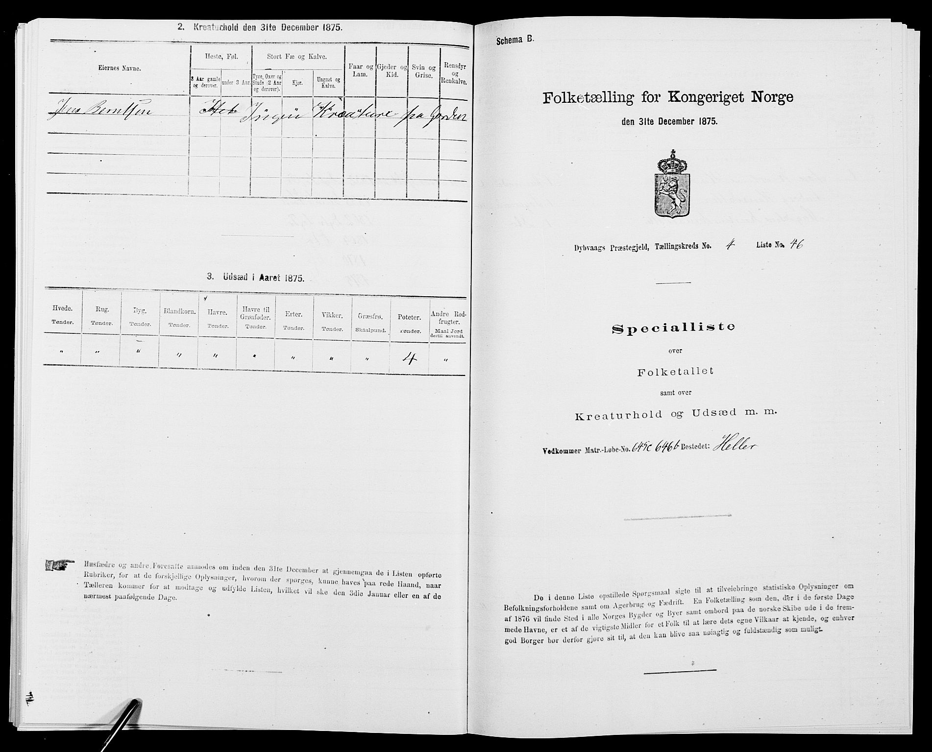 SAK, Folketelling 1875 for 0915P Dypvåg prestegjeld, 1875, s. 525