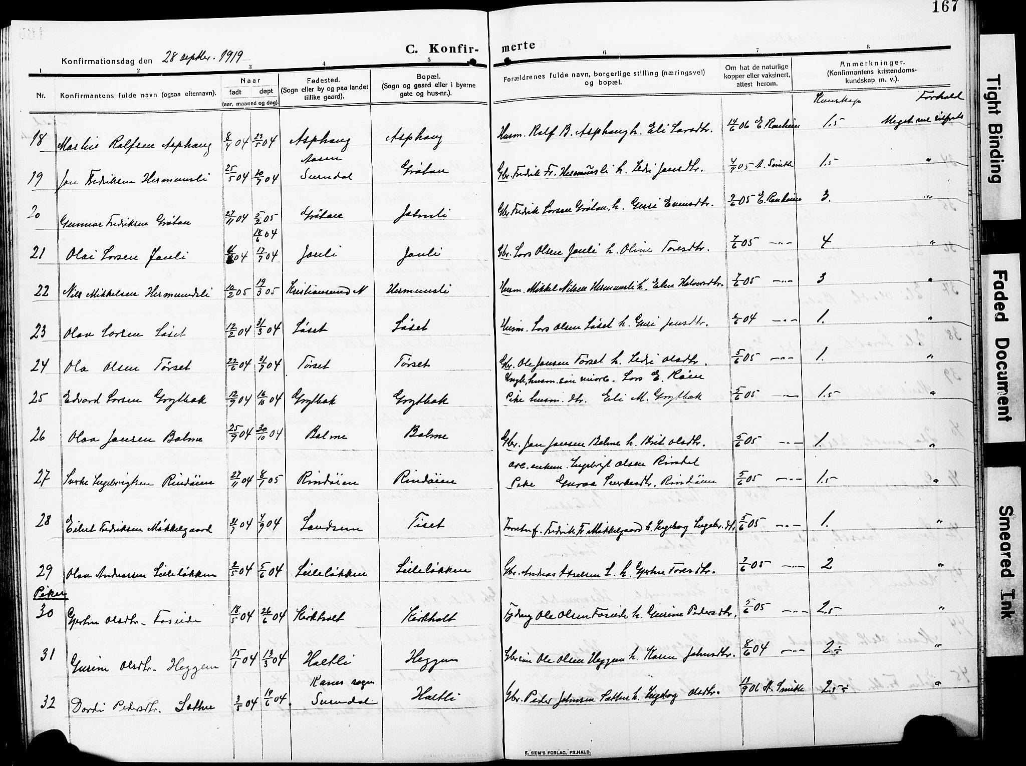 Ministerialprotokoller, klokkerbøker og fødselsregistre - Møre og Romsdal, AV/SAT-A-1454/598/L1079: Klokkerbok nr. 598C04, 1909-1927, s. 167