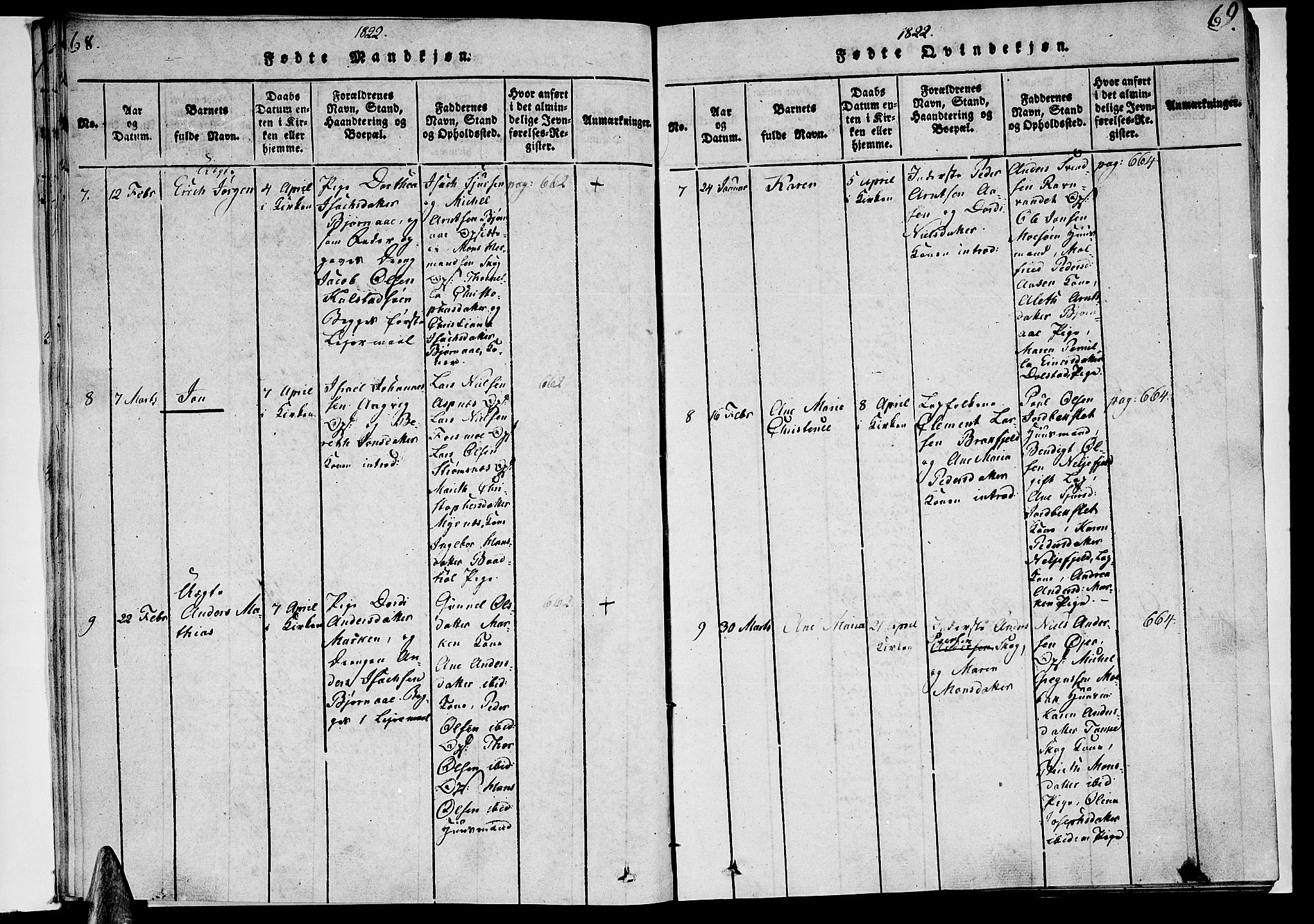 Ministerialprotokoller, klokkerbøker og fødselsregistre - Nordland, AV/SAT-A-1459/820/L0288: Ministerialbok nr. 820A09, 1820-1825, s. 68-69