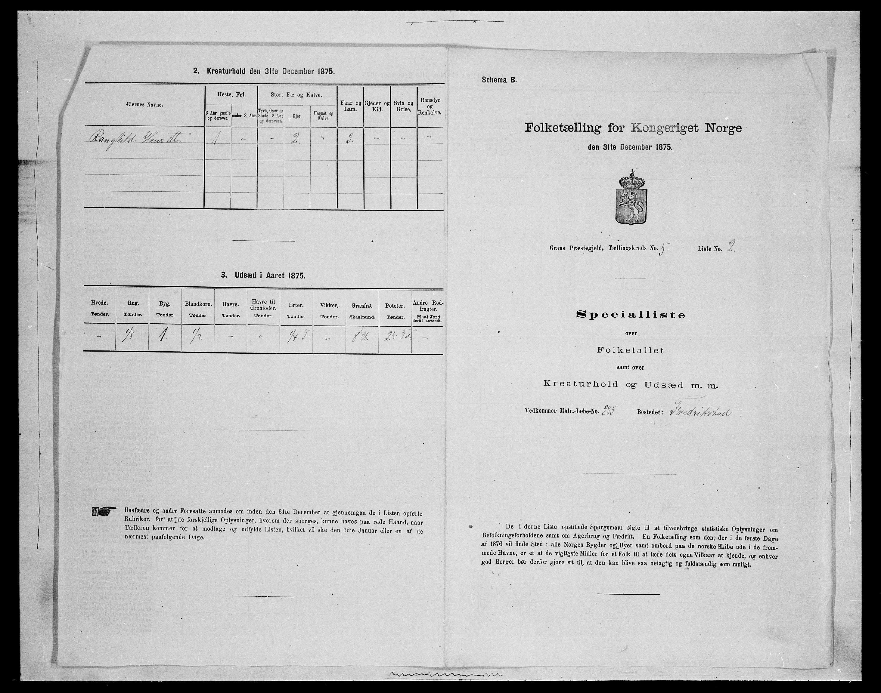 SAH, Folketelling 1875 for 0534P Gran prestegjeld, 1875, s. 767