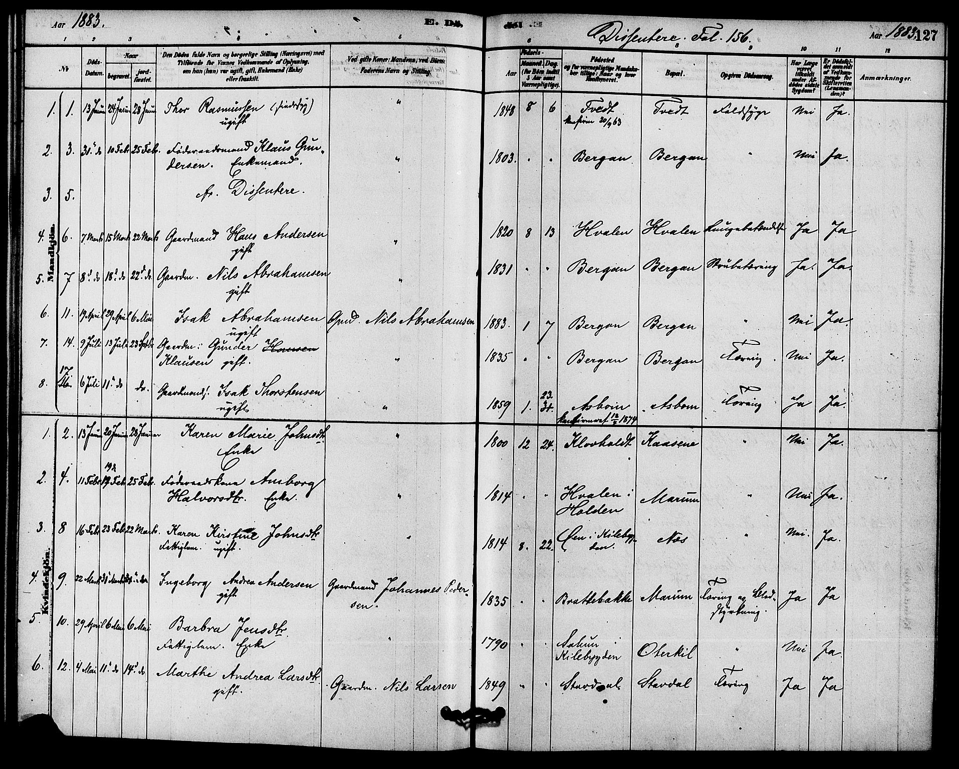 Solum kirkebøker, AV/SAKO-A-306/F/Fb/L0001: Ministerialbok nr. II 1, 1877-1892, s. 127