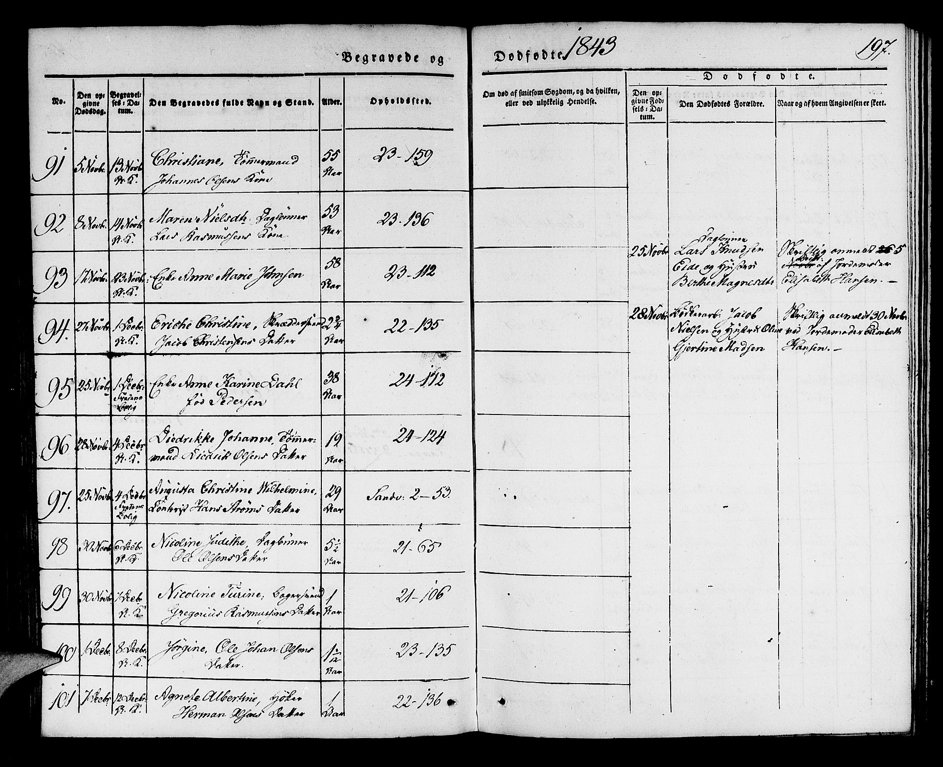 Korskirken sokneprestembete, SAB/A-76101/H/Haa/L0043: Ministerialbok nr. E 1, 1834-1848, s. 197