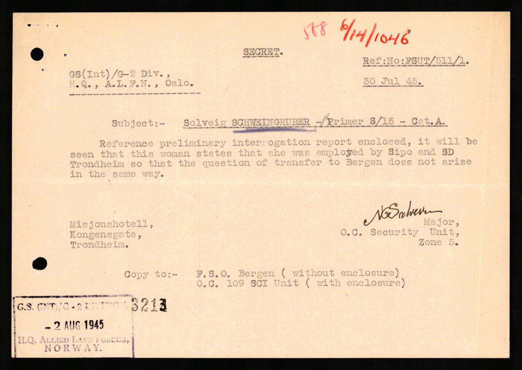 Forsvaret, Forsvarets overkommando II, RA/RAFA-3915/D/Db/L0021: CI Questionaires. Tyske okkupasjonsstyrker i Norge. Tyskere., 1945-1946, s. 146