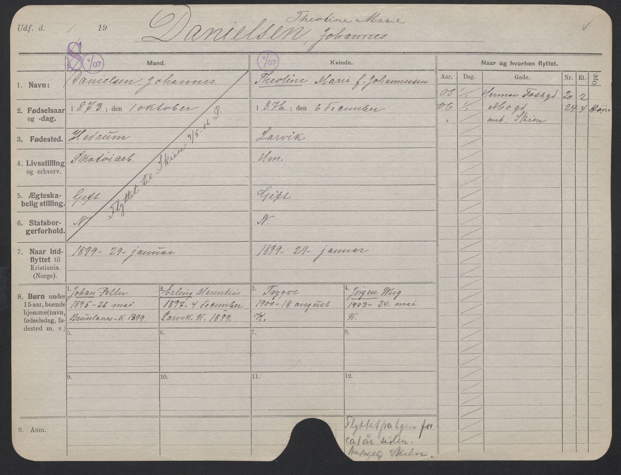 Oslo folkeregister, Registerkort, AV/SAO-A-11715/F/Fa/Fac/L0013: Kvinner, 1906-1914, s. 1228a