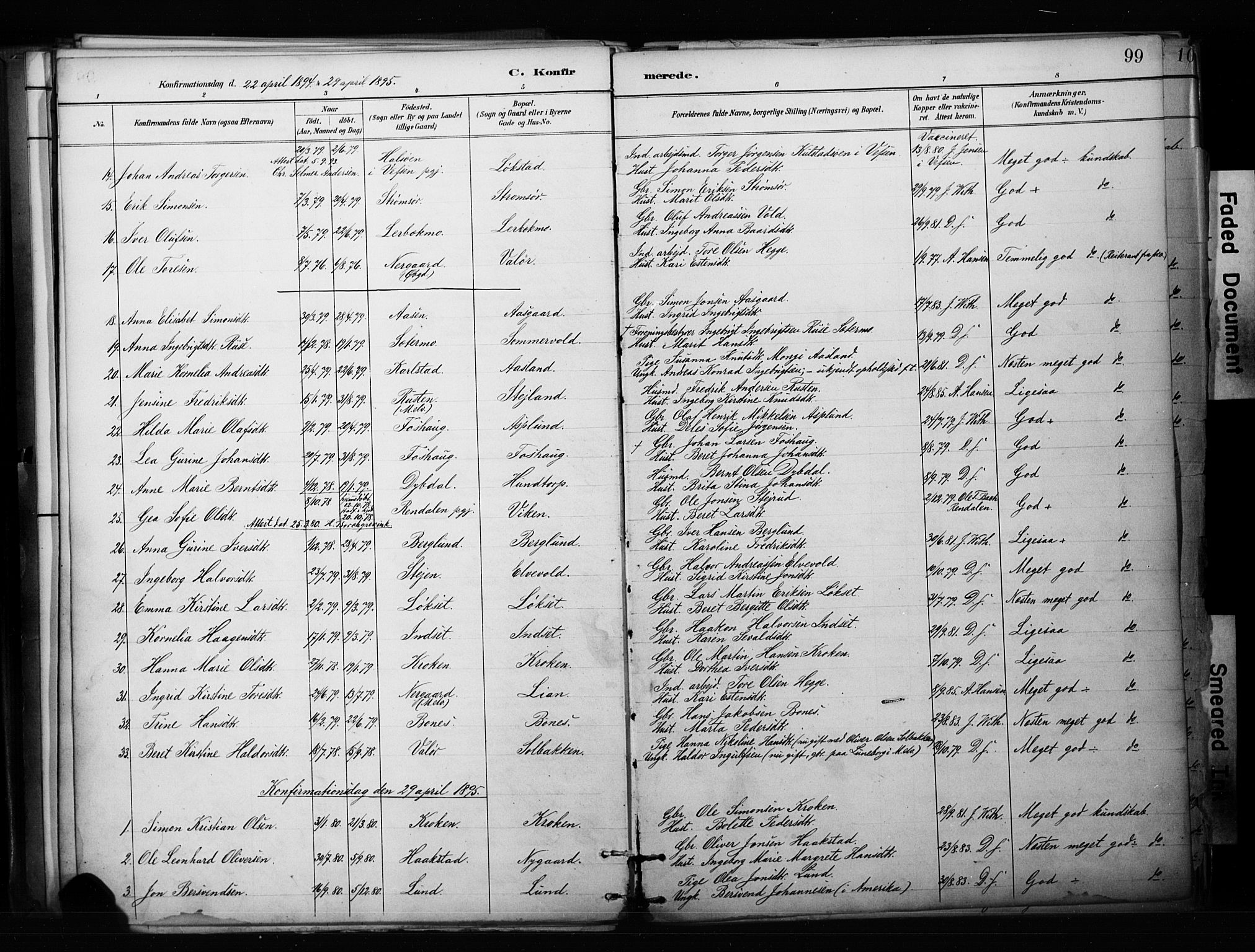 Målselv sokneprestembete, AV/SATØ-S-1311/G/Ga/Gaa/L0010kirke: Ministerialbok nr. 10, 1890-1902, s. 99