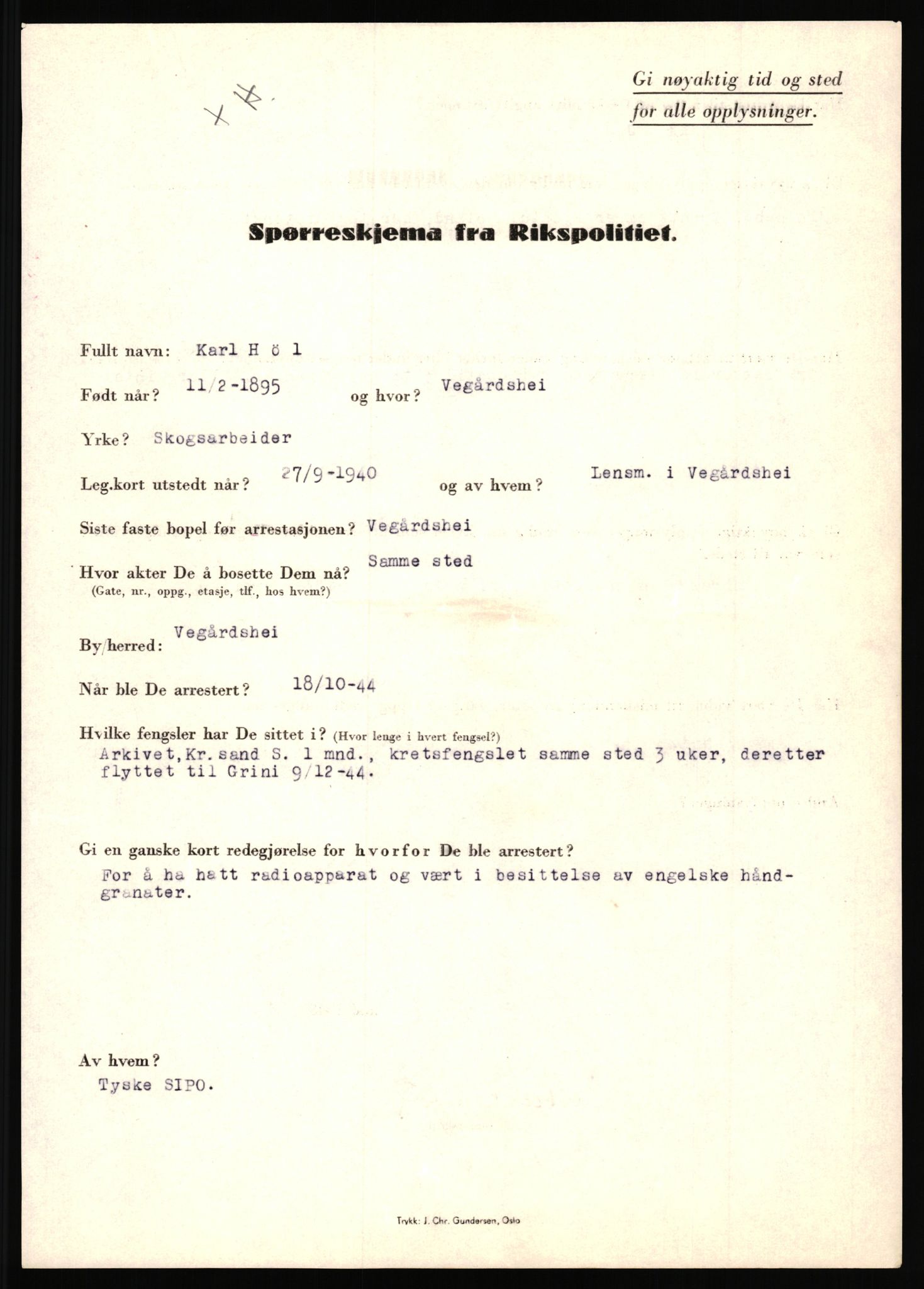 Rikspolitisjefen, AV/RA-S-1560/L/L0007: Heen, Erik C. - Iversen, Trygve, 1940-1945, s. 913