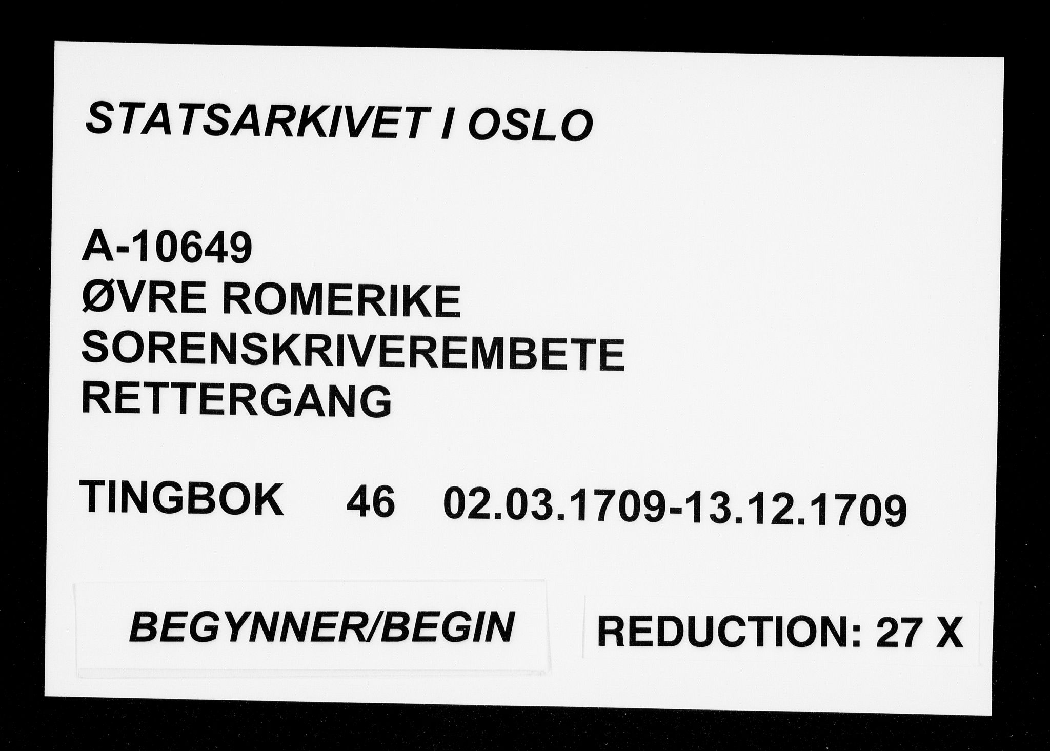 Øvre Romerike sorenskriveri, SAO/A-10649/F/Fb/L0046: Tingbok 46, 1709