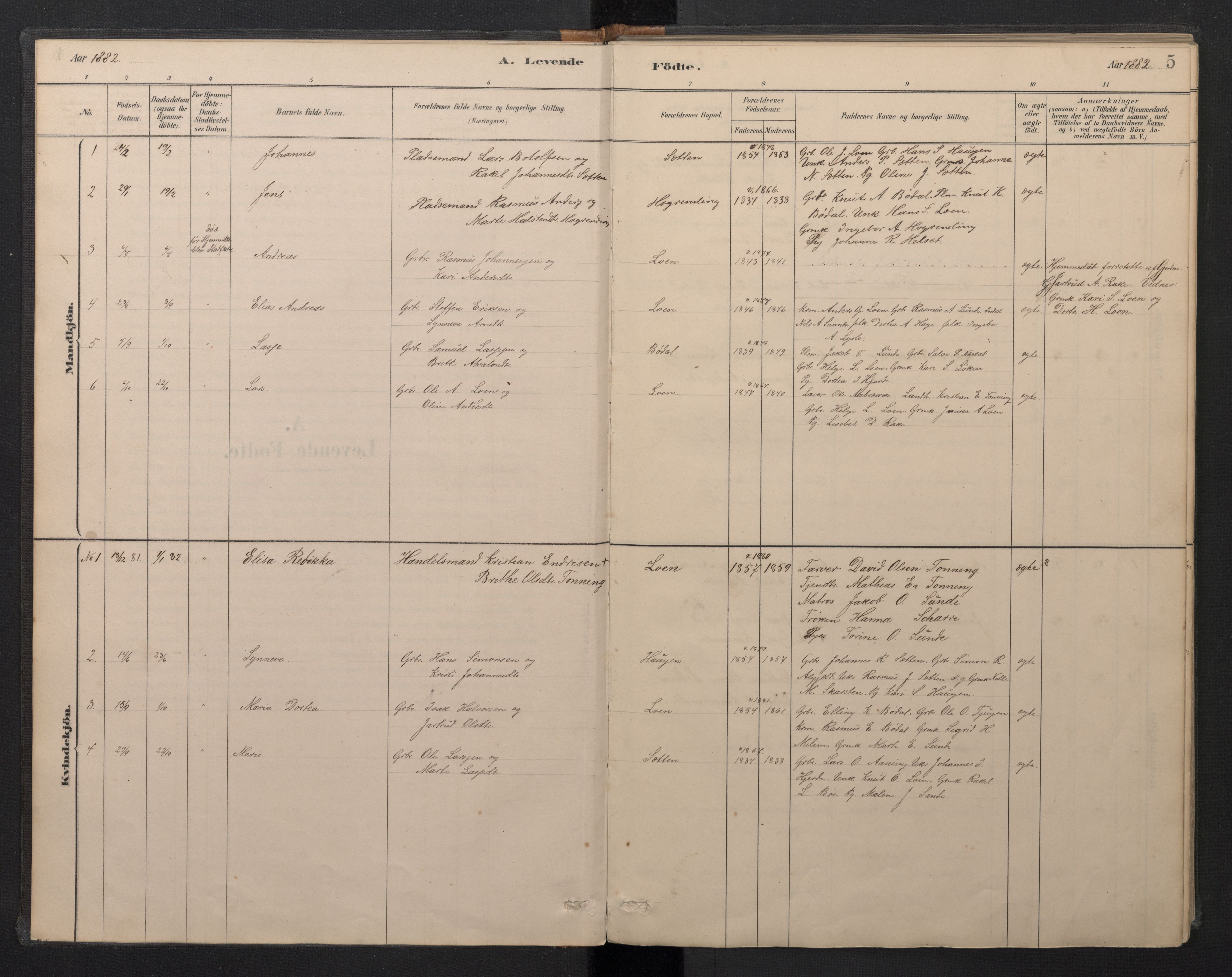 Stryn Sokneprestembete, AV/SAB-A-82501: Klokkerbok nr. B 3, 1881-1918, s. 4b-5a