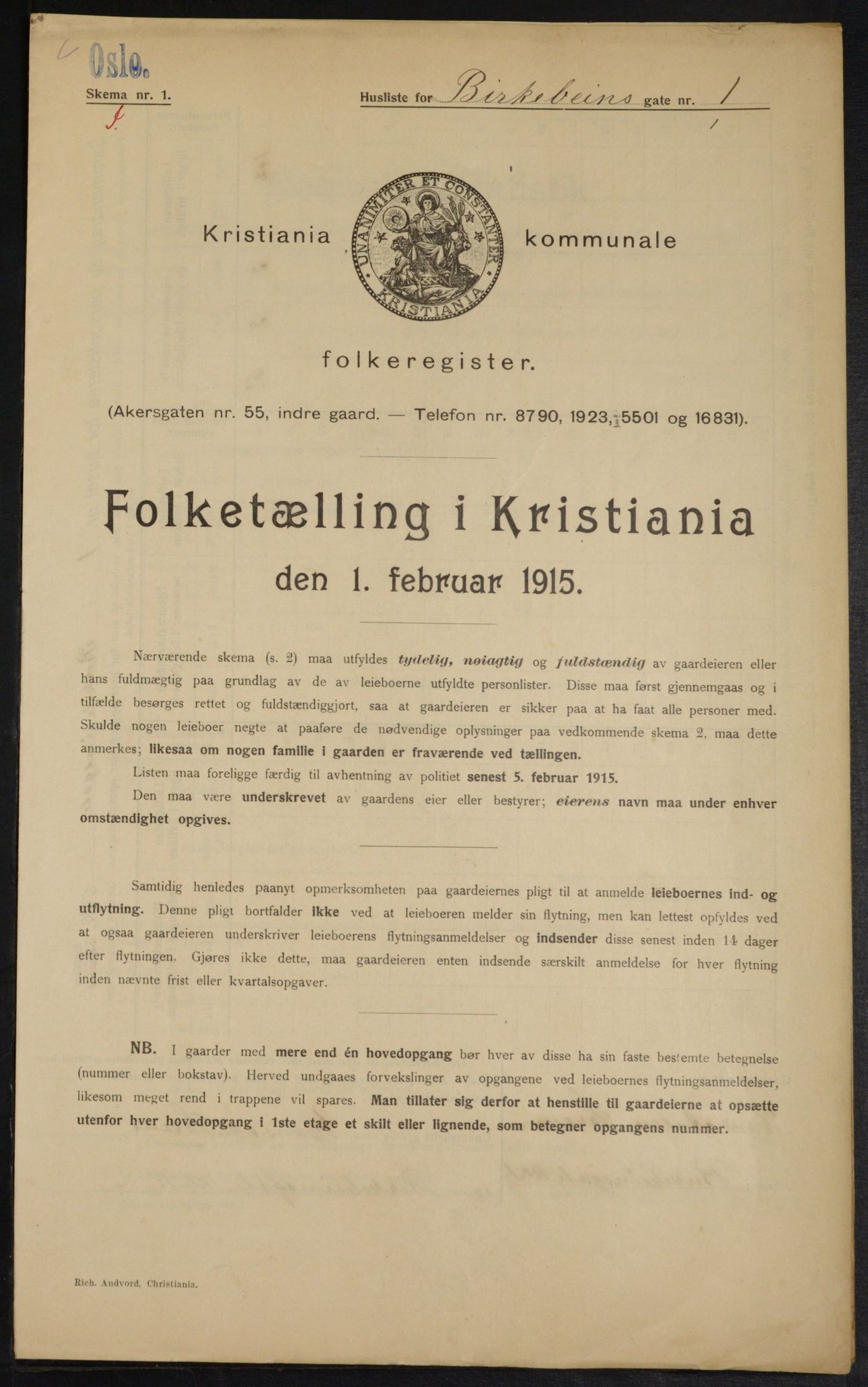 OBA, Kommunal folketelling 1.2.1915 for Kristiania, 1915, s. 4962