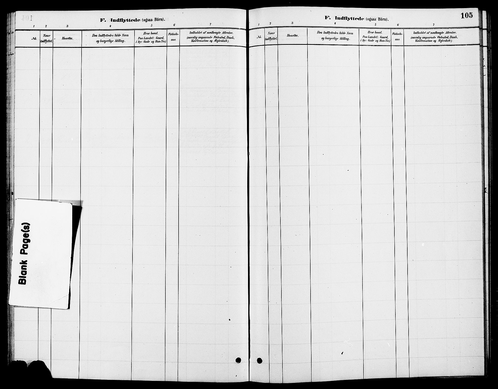 Tynset prestekontor, SAH/PREST-058/H/Ha/Hab/L0007: Klokkerbok nr. 7, 1880-1901, s. 105