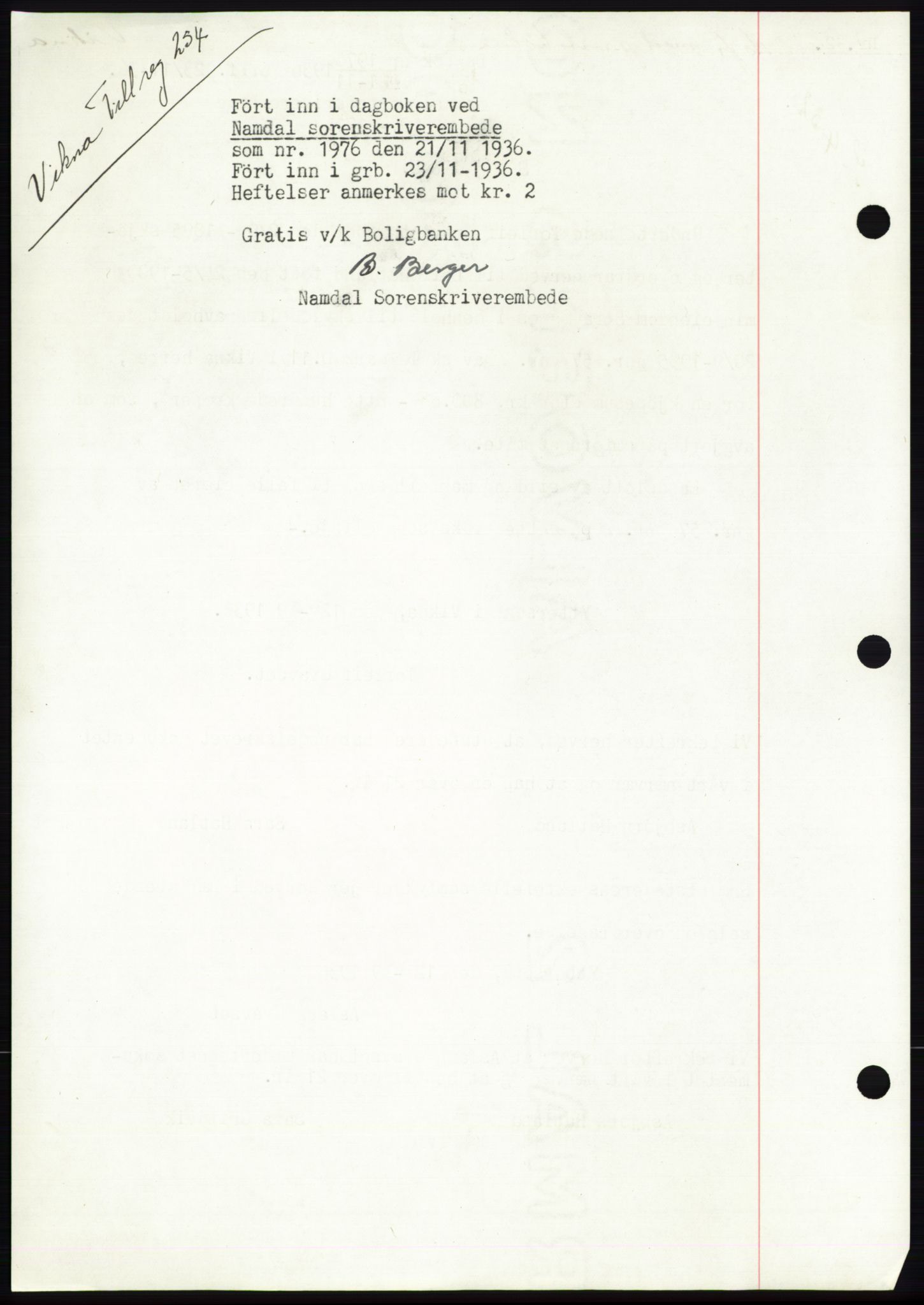 Namdal sorenskriveri, AV/SAT-A-4133/1/2/2C: Pantebok nr. -, 1935-1936, Tingl.dato: 21.11.1936