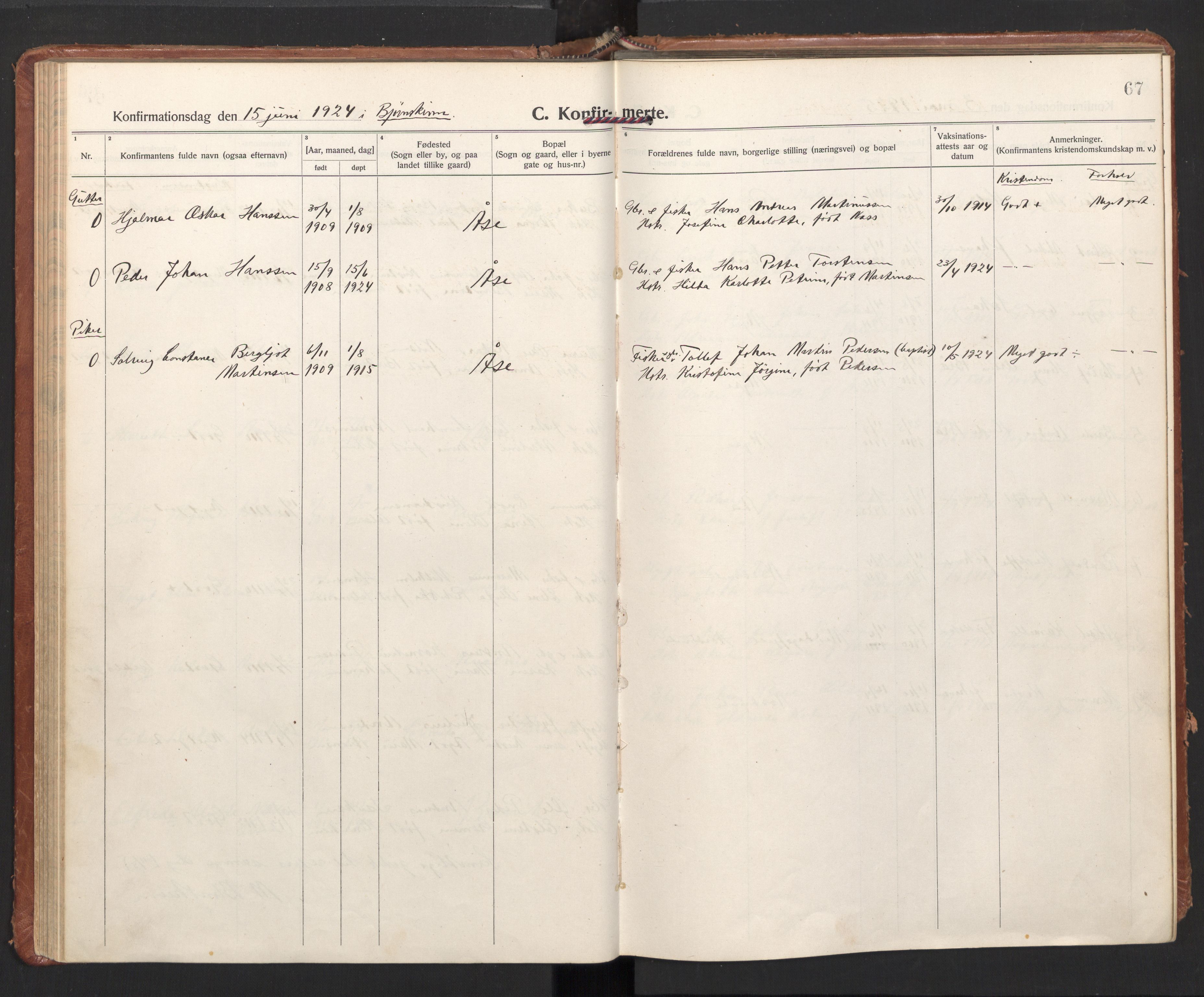 Ministerialprotokoller, klokkerbøker og fødselsregistre - Nordland, AV/SAT-A-1459/897/L1408: Ministerialbok nr. 897A15, 1922-1938, s. 67