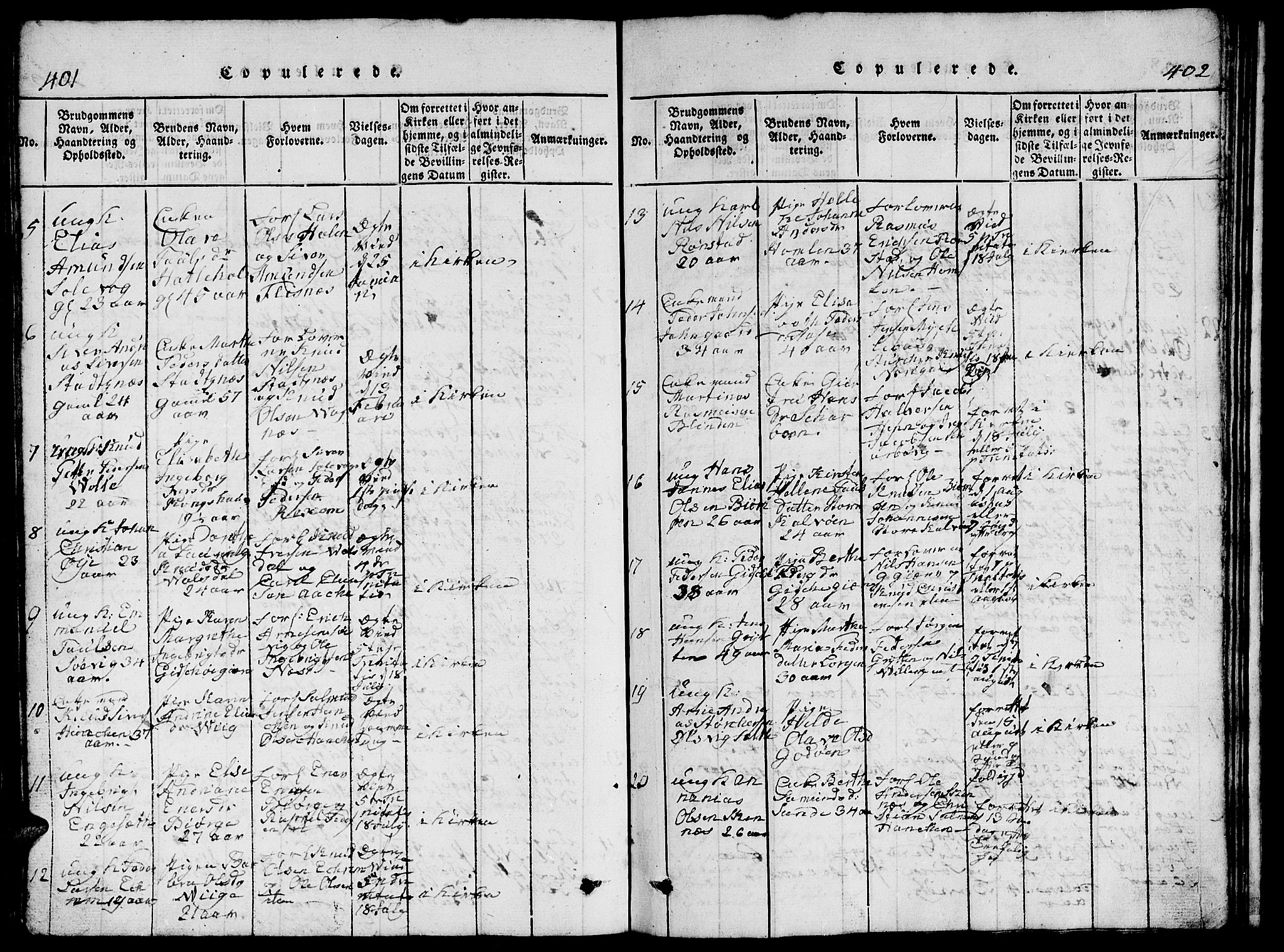 Ministerialprotokoller, klokkerbøker og fødselsregistre - Møre og Romsdal, AV/SAT-A-1454/528/L0423: Klokkerbok nr. 528C04, 1816-1827, s. 401-402