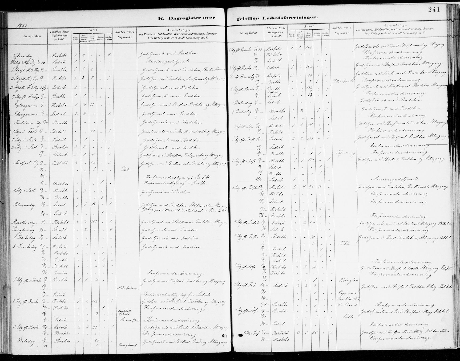 Lavik sokneprestembete, SAB/A-80901: Ministerialbok nr. B 1, 1882-1908, s. 241