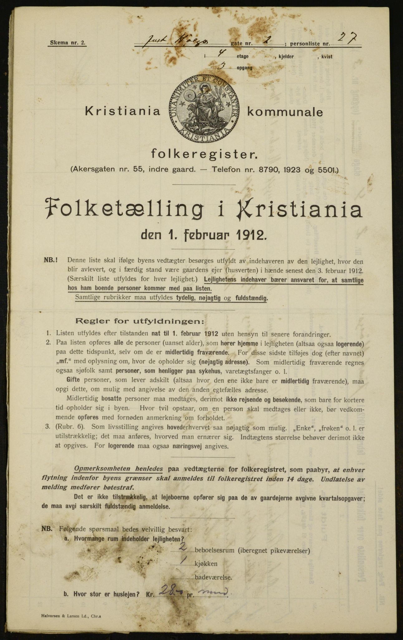 OBA, Kommunal folketelling 1.2.1912 for Kristiania, 1912, s. 47931