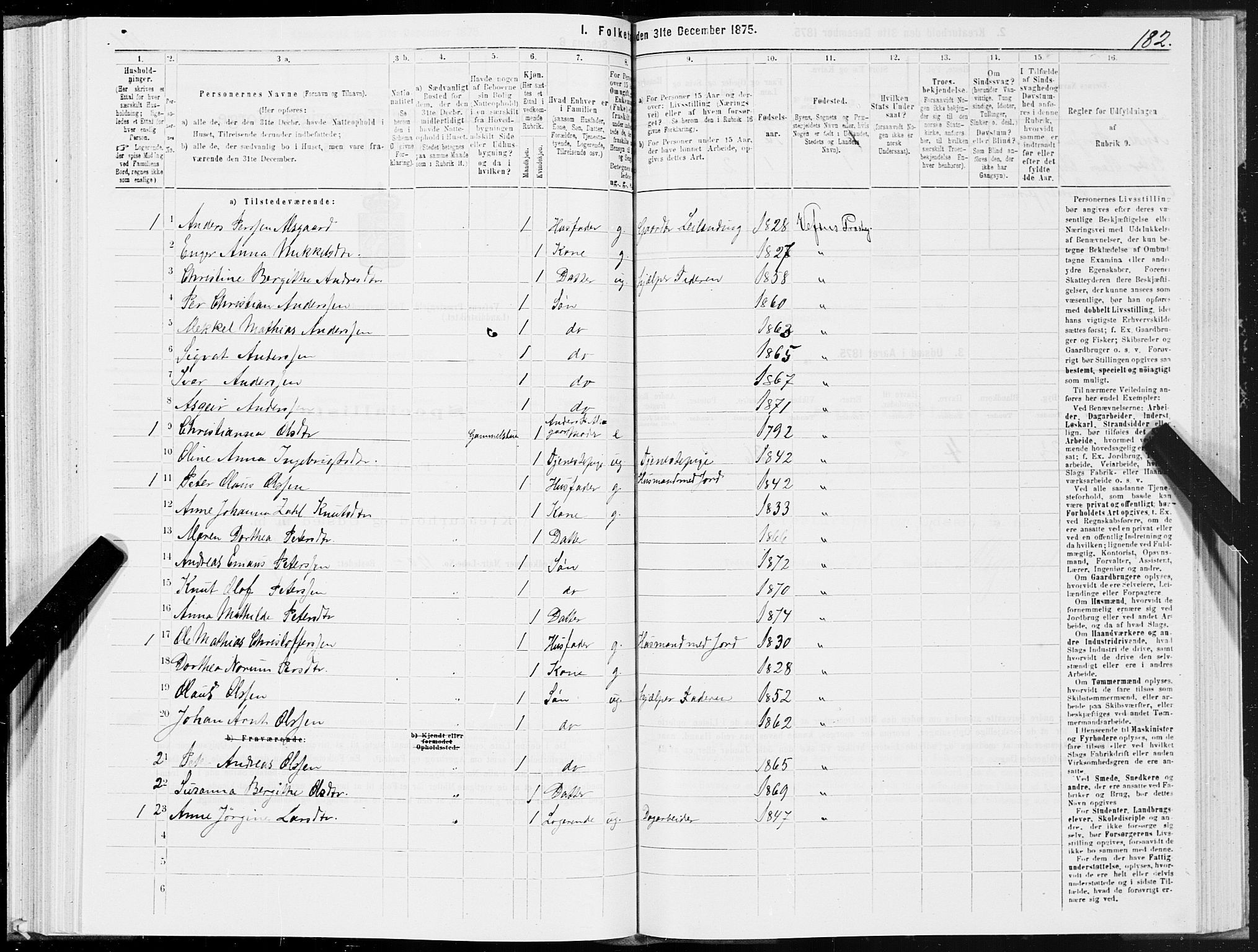 SAT, Folketelling 1875 for 1824L Vefsn prestegjeld, Vefsn sokn, 1875, s. 1182