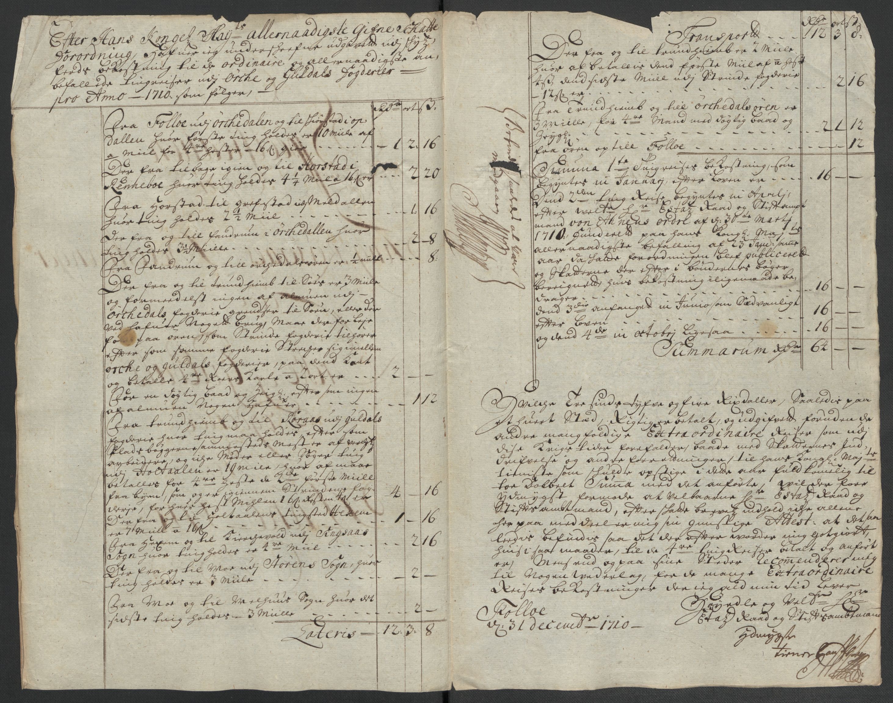 Rentekammeret inntil 1814, Reviderte regnskaper, Fogderegnskap, RA/EA-4092/R60/L3960: Fogderegnskap Orkdal og Gauldal, 1710, s. 430