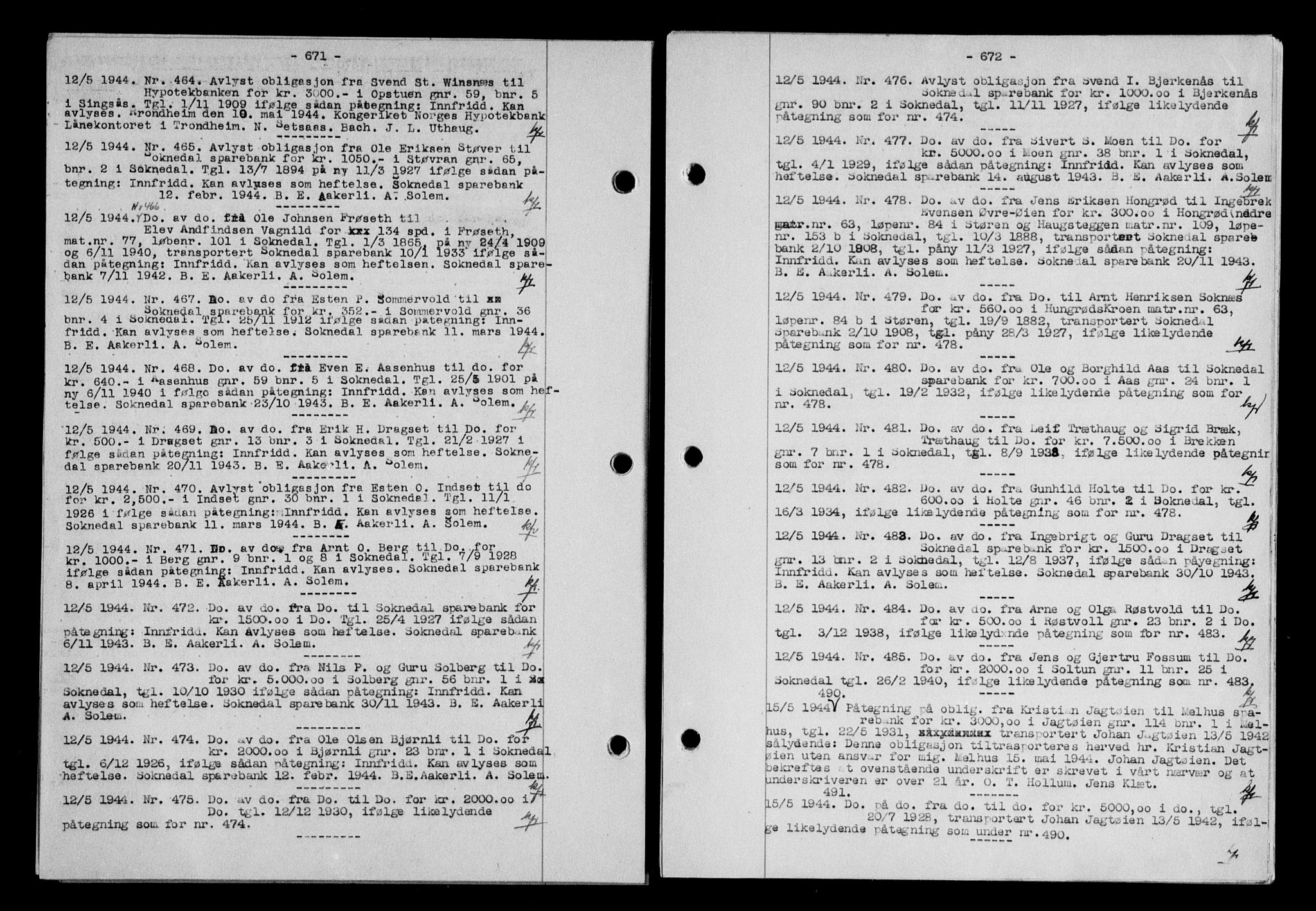 Gauldal sorenskriveri, SAT/A-0014/1/2/2C/L0057: Pantebok nr. 62, 1943-1944, Dagboknr: 464/1944