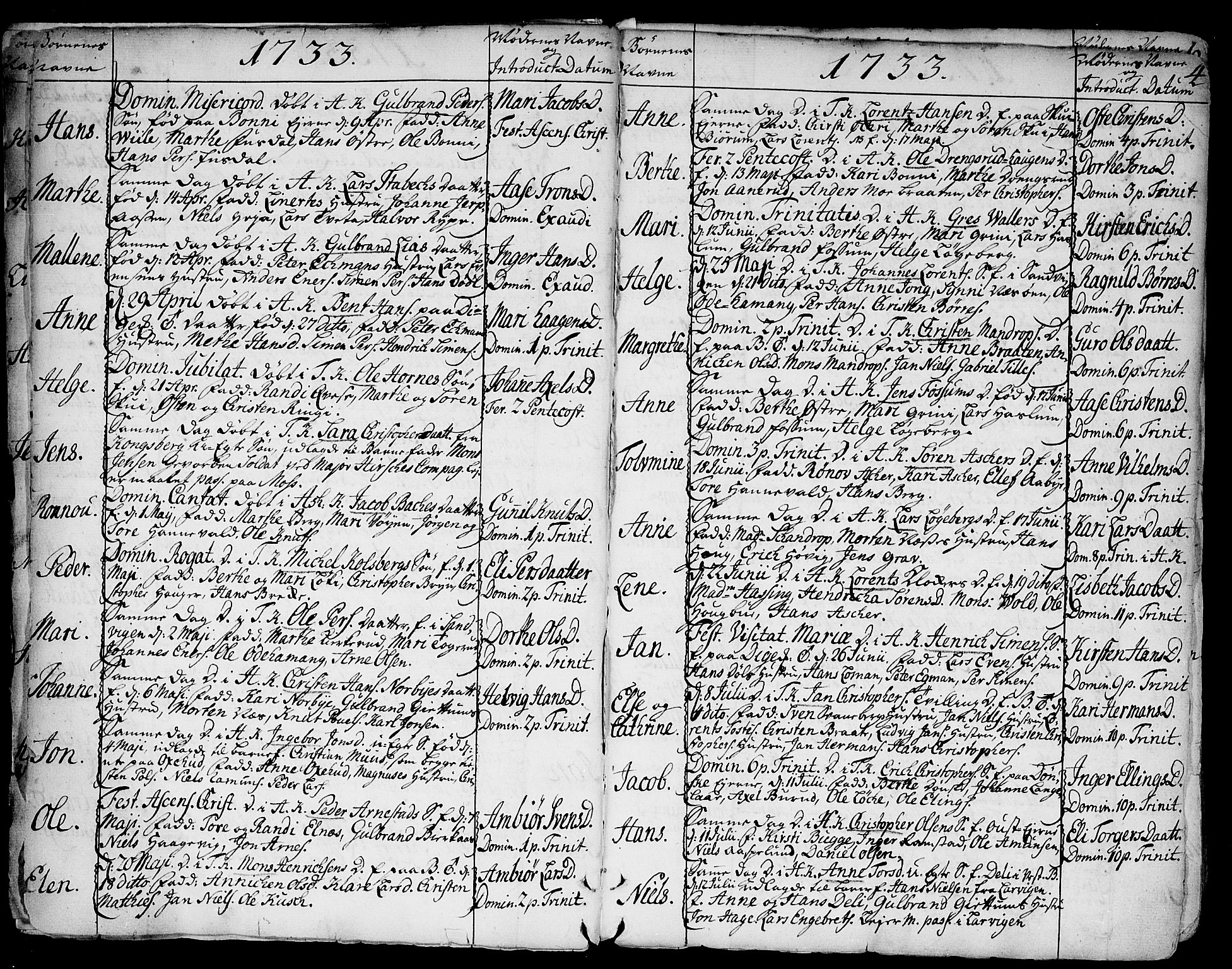 Asker prestekontor Kirkebøker, SAO/A-10256a/F/Fa/L0002: Ministerialbok nr. I 2, 1733-1766, s. 4
