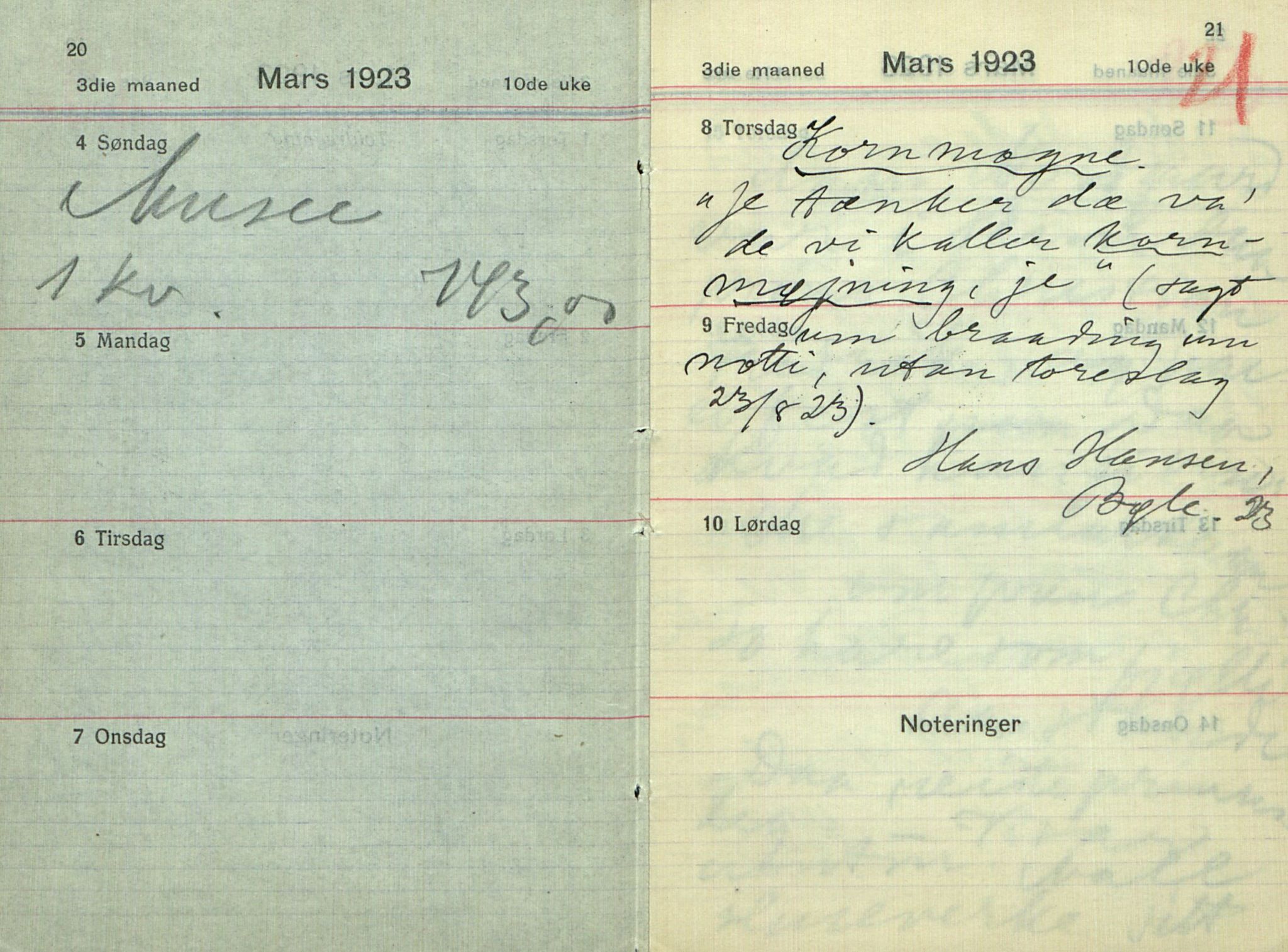 Rikard Berge, TEMU/TGM-A-1003/F/L0016/0021: 529-550 / 549 Brev og lause ark med oppskrifter av Rikard Berge, 1923-1925, s. 20-21
