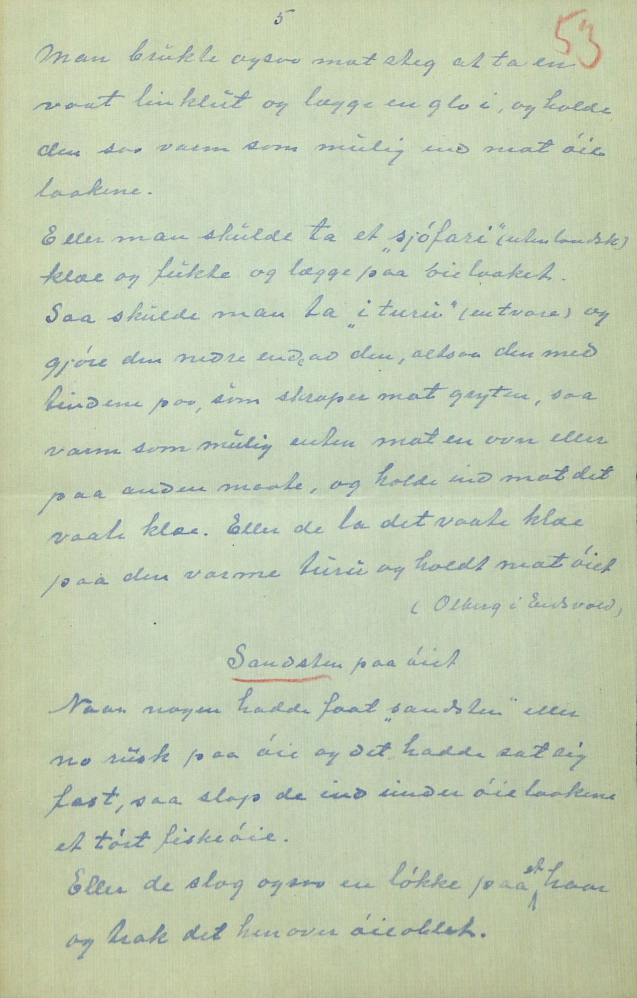 Rikard Berge, TEMU/TGM-A-1003/F/L0014/0040: 471-512 / 510 Brev til Berge frå Hankenæs + oppskrifter som H. kallar for sine, 1915-1917, s. 53