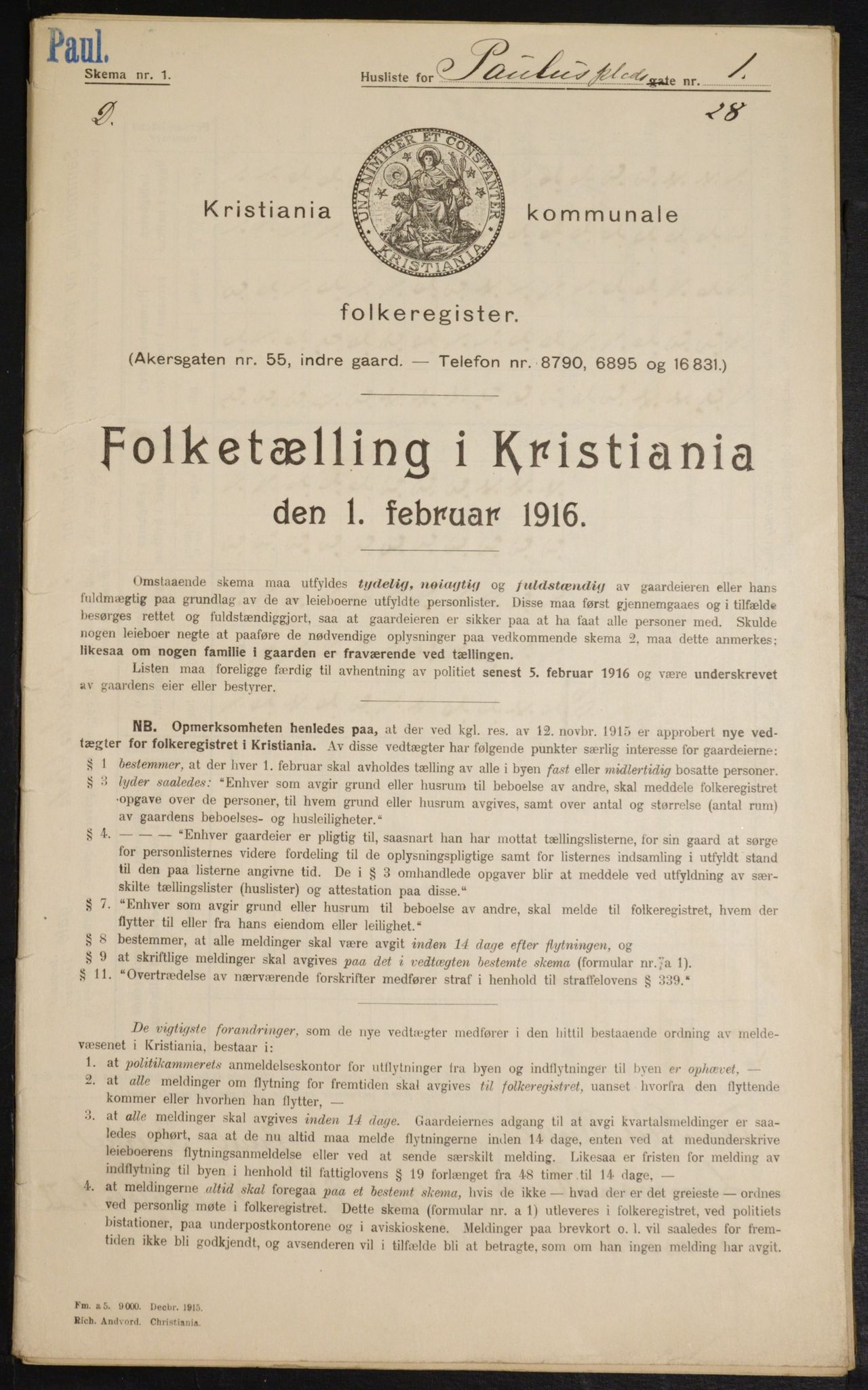 OBA, Kommunal folketelling 1.2.1916 for Kristiania, 1916, s. 80459