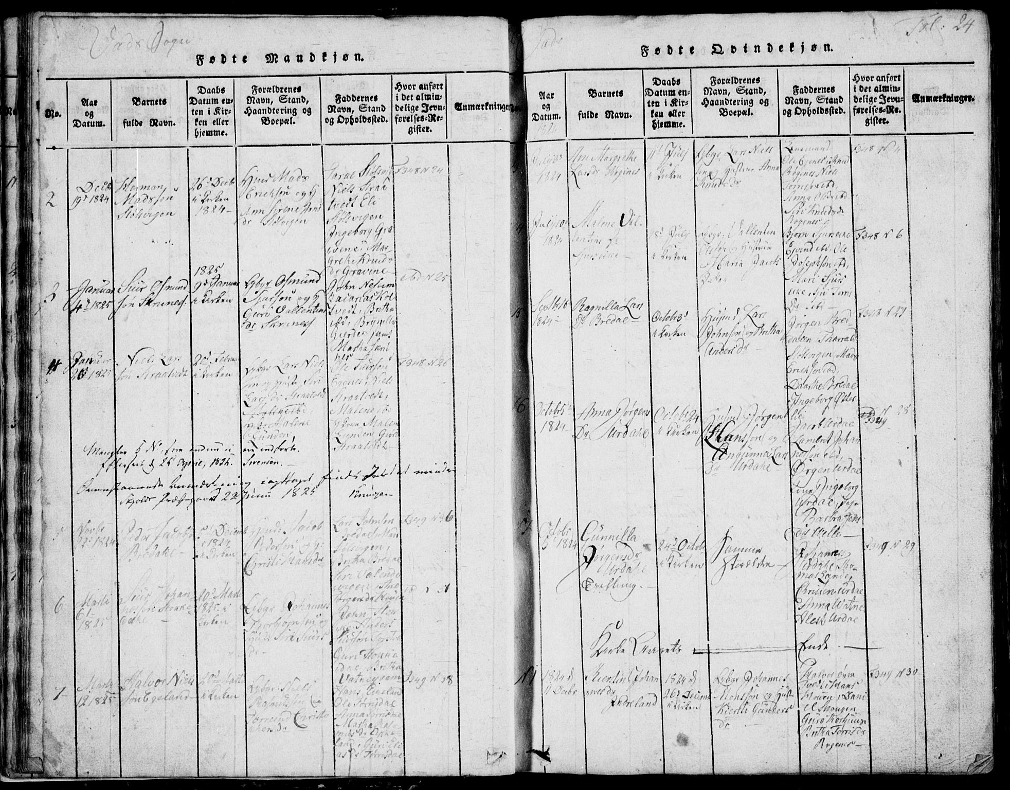 Skjold sokneprestkontor, AV/SAST-A-101847/H/Ha/Hab/L0002: Klokkerbok nr. B 2 /2, 1815-1830, s. 24