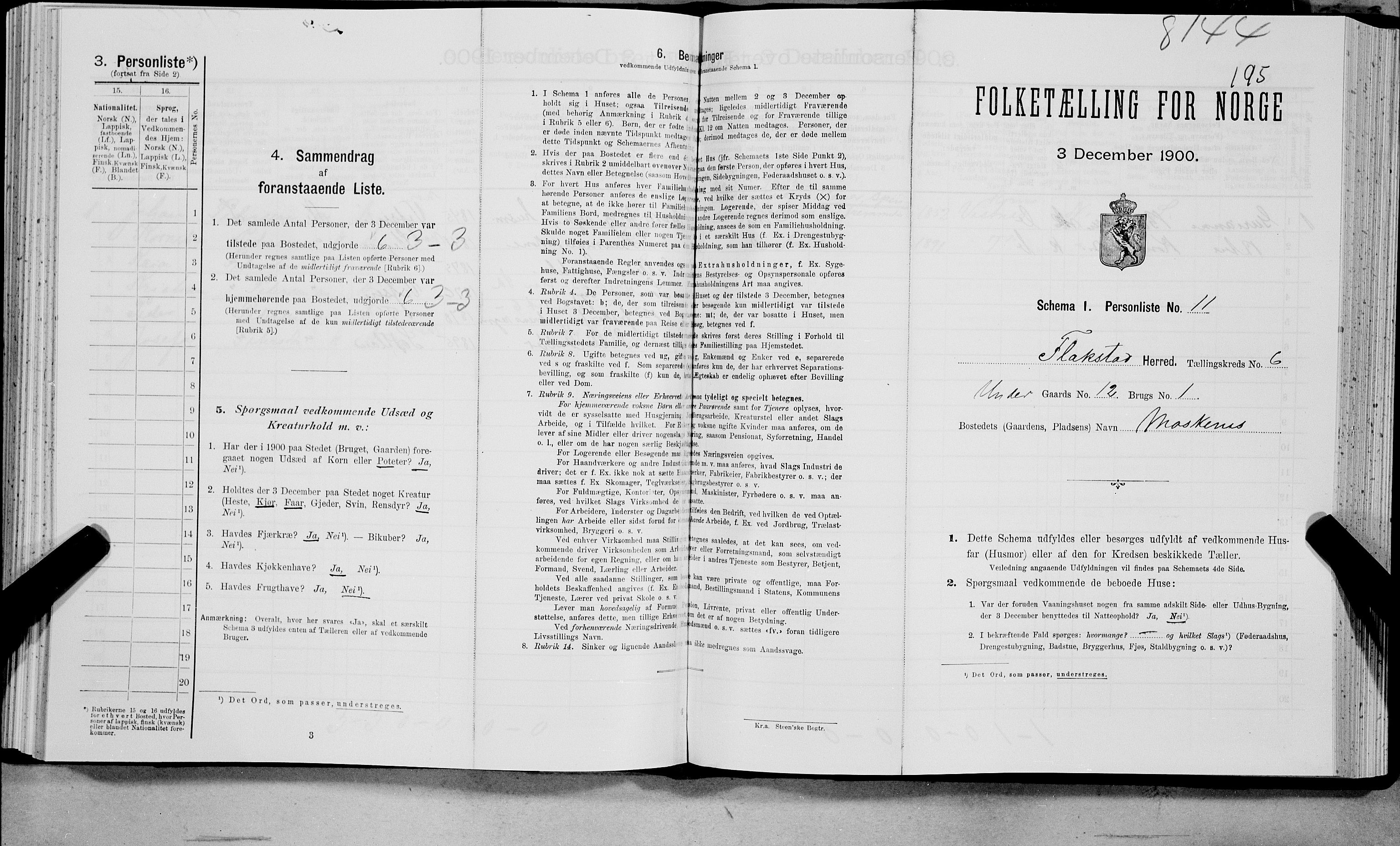 SAT, Folketelling 1900 for 1859 Flakstad herred, 1900, s. 685