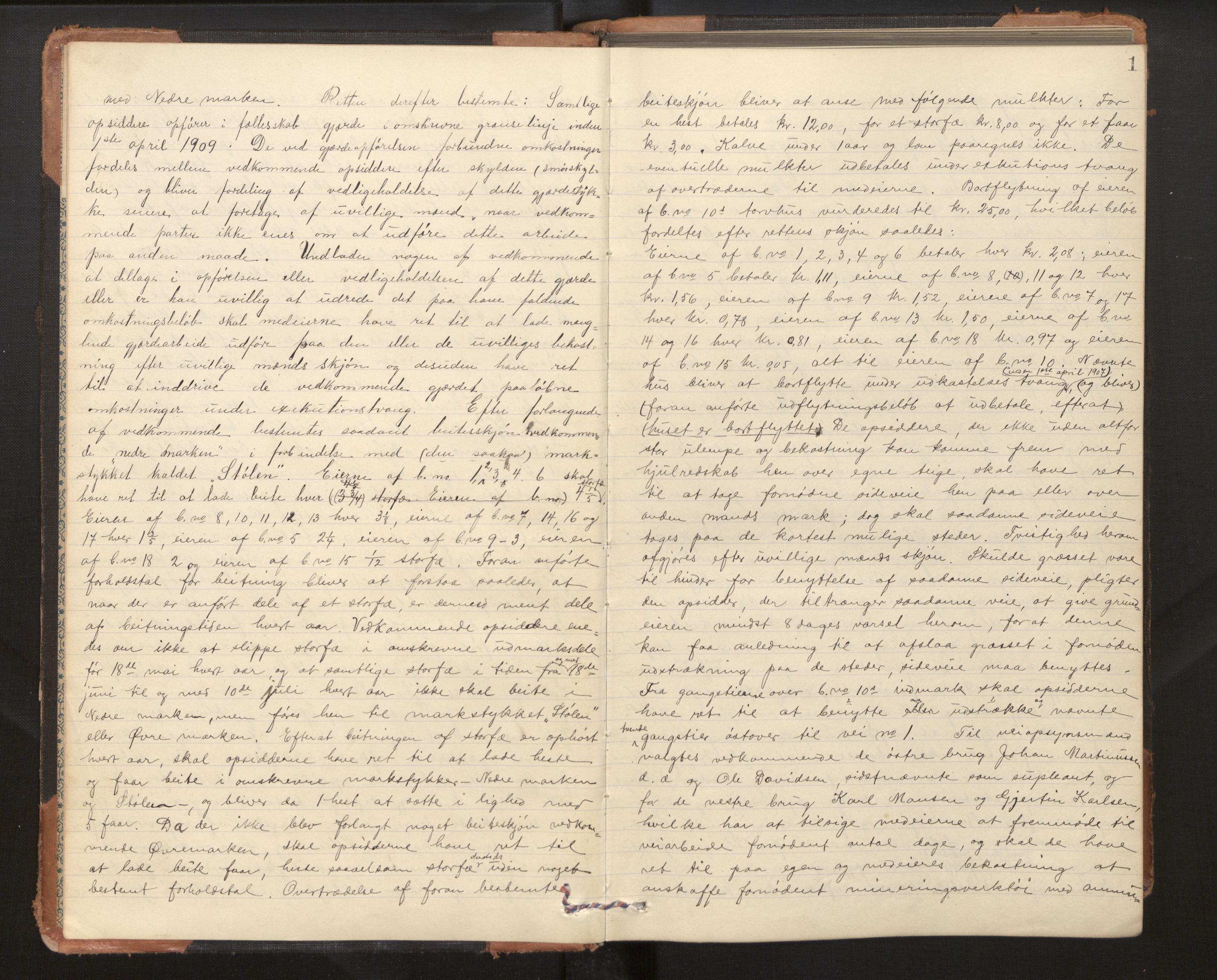 Hordaland jordskiftedøme - II Ytre Nordhordland jordskiftedistrikt, AV/SAB-A-6901/A/Aa/L0011: Forhandlingsprotokoll, 1903-1908, s. 1a