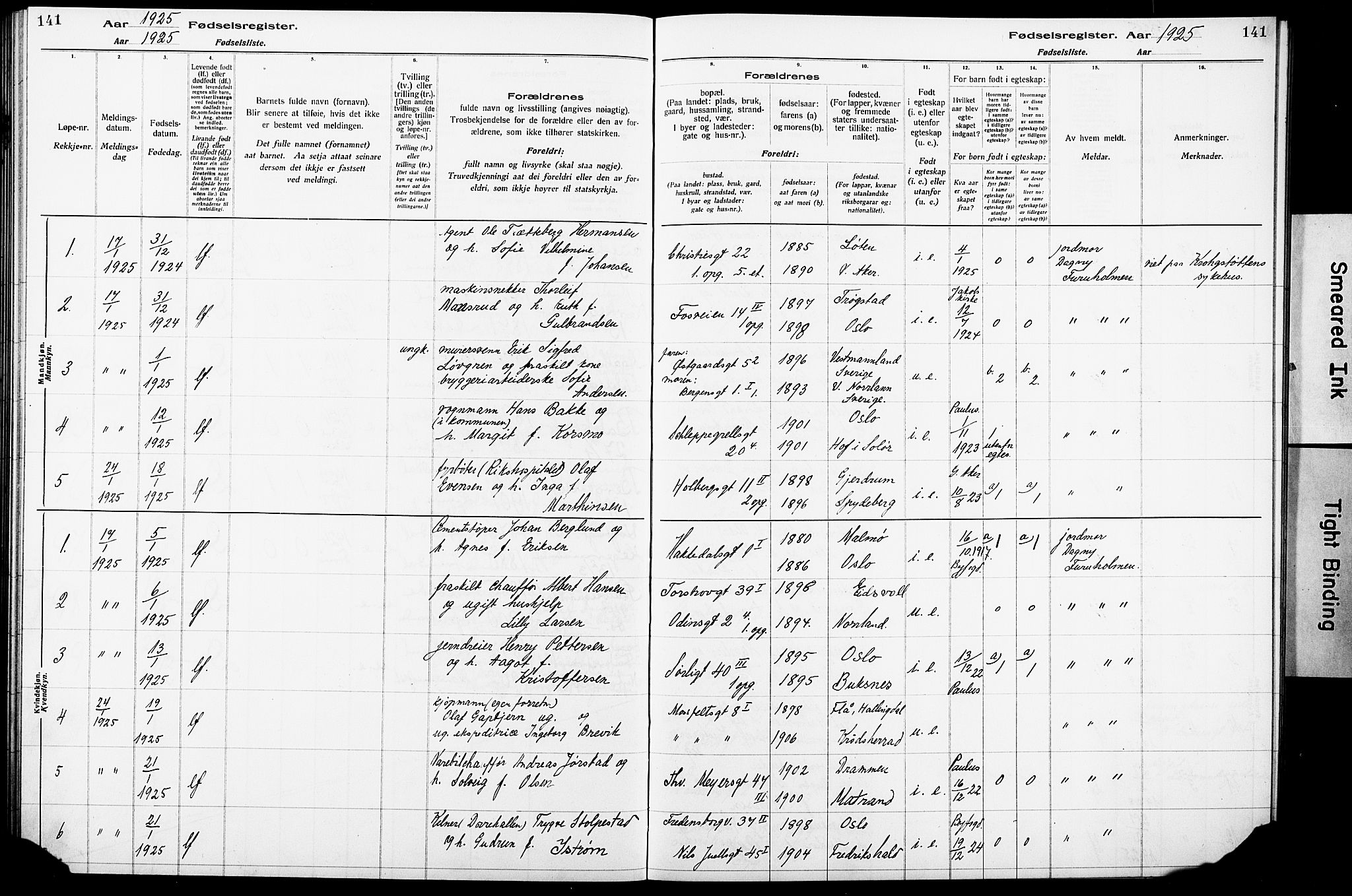 Krohgstøtten sykehusprest Kirkebøker, SAO/A-10854/J/Ja/L0001: Fødselsregister nr. 1, 1917-1928, s. 141