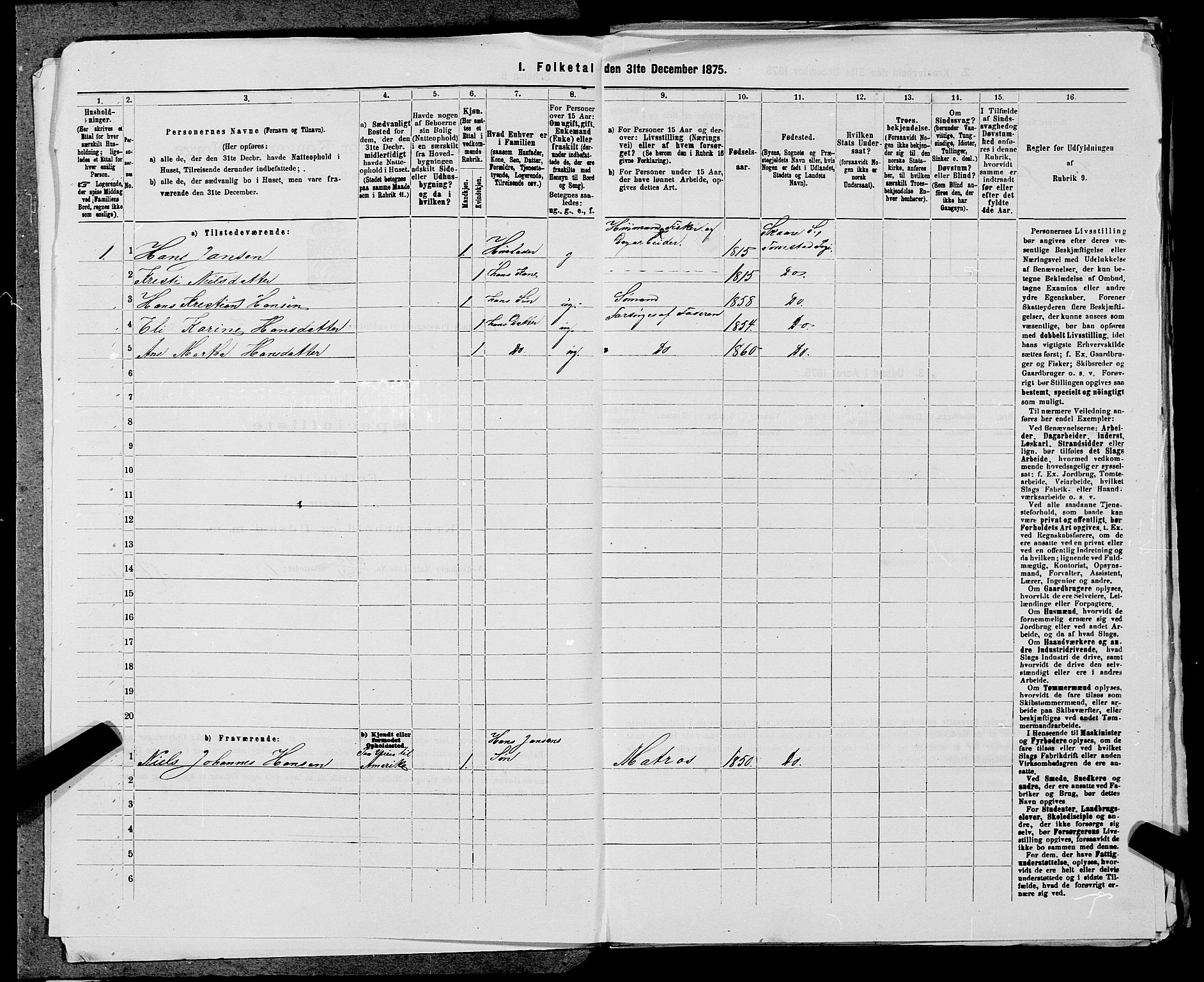 SAST, Folketelling 1875 for 1152L Torvastad prestegjeld, Torvastad sokn, Skåre sokn og Utsira sokn, 1875, s. 900