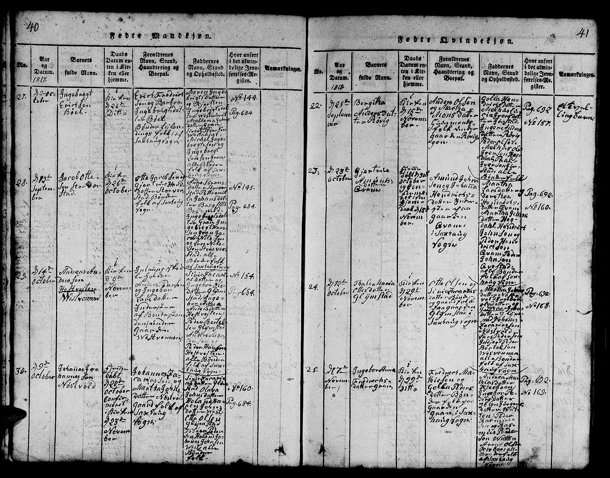 Ministerialprotokoller, klokkerbøker og fødselsregistre - Nord-Trøndelag, AV/SAT-A-1458/730/L0298: Klokkerbok nr. 730C01, 1816-1849, s. 40-41